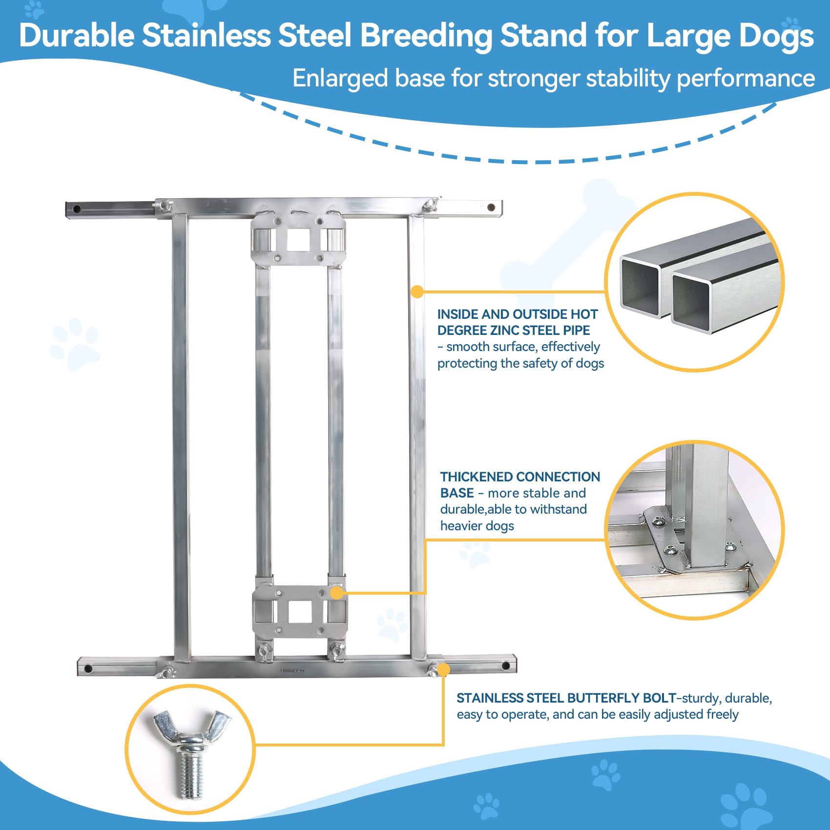 Dog Breeding Stand, Stainless Steel Breeding Stand For Dogs, Shoulder Height 17.5 In-35.5 In,Pet Fixed Bracket For Medium To Lar
