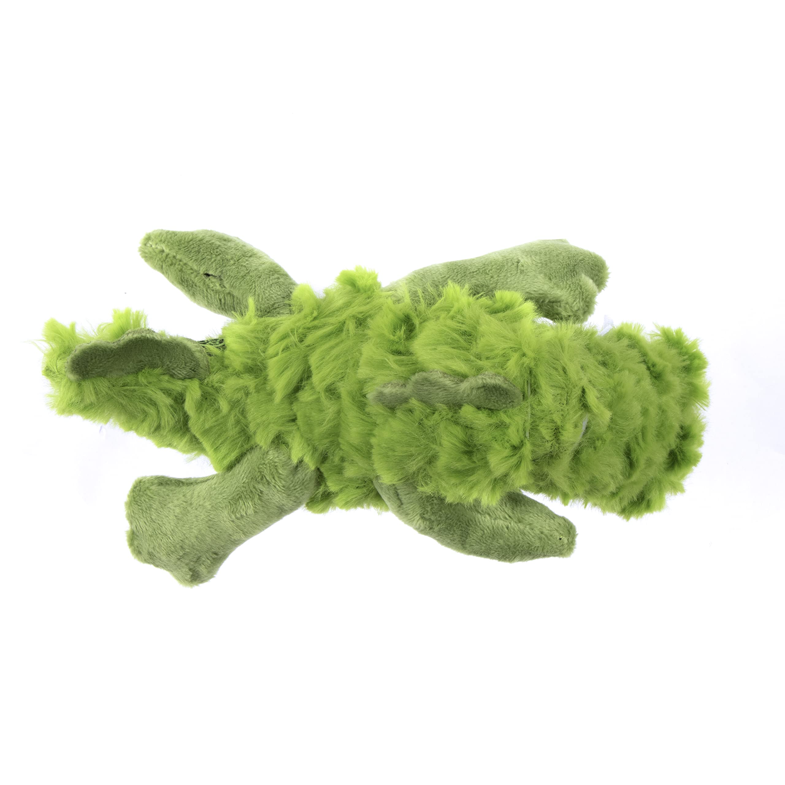 goDog PlayClean Gator Squeaky Plush Dog Toy with Odor-Eliminating Essential Oils, Chew Guard Technology - Green, Small