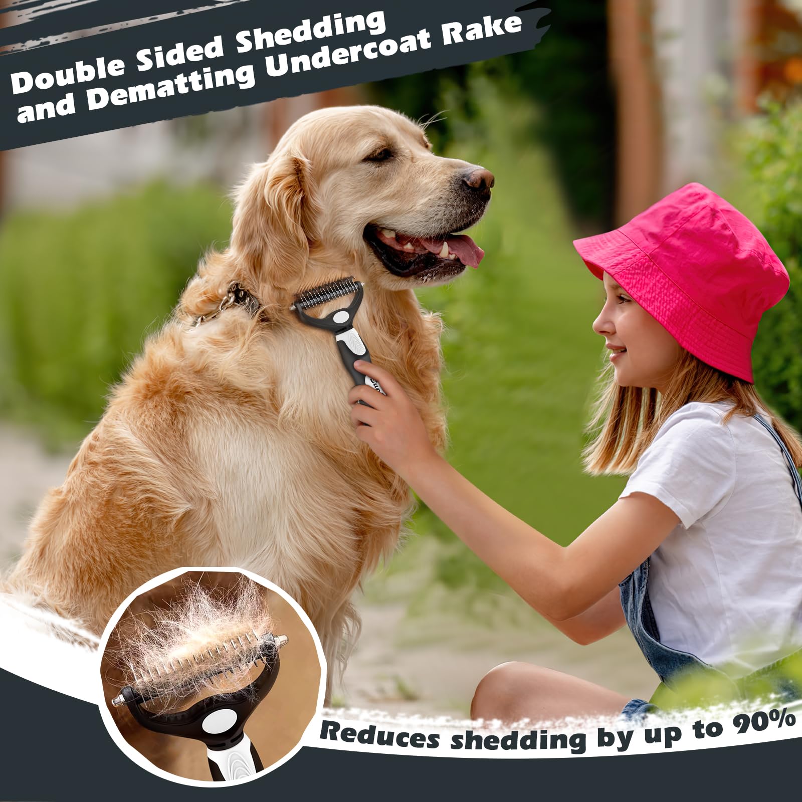 Augwind 3-Piece Dog Brush Set - Slicker Brush & Comb for Shedding & Bathing - Premium Pet Supplies (White & Black)