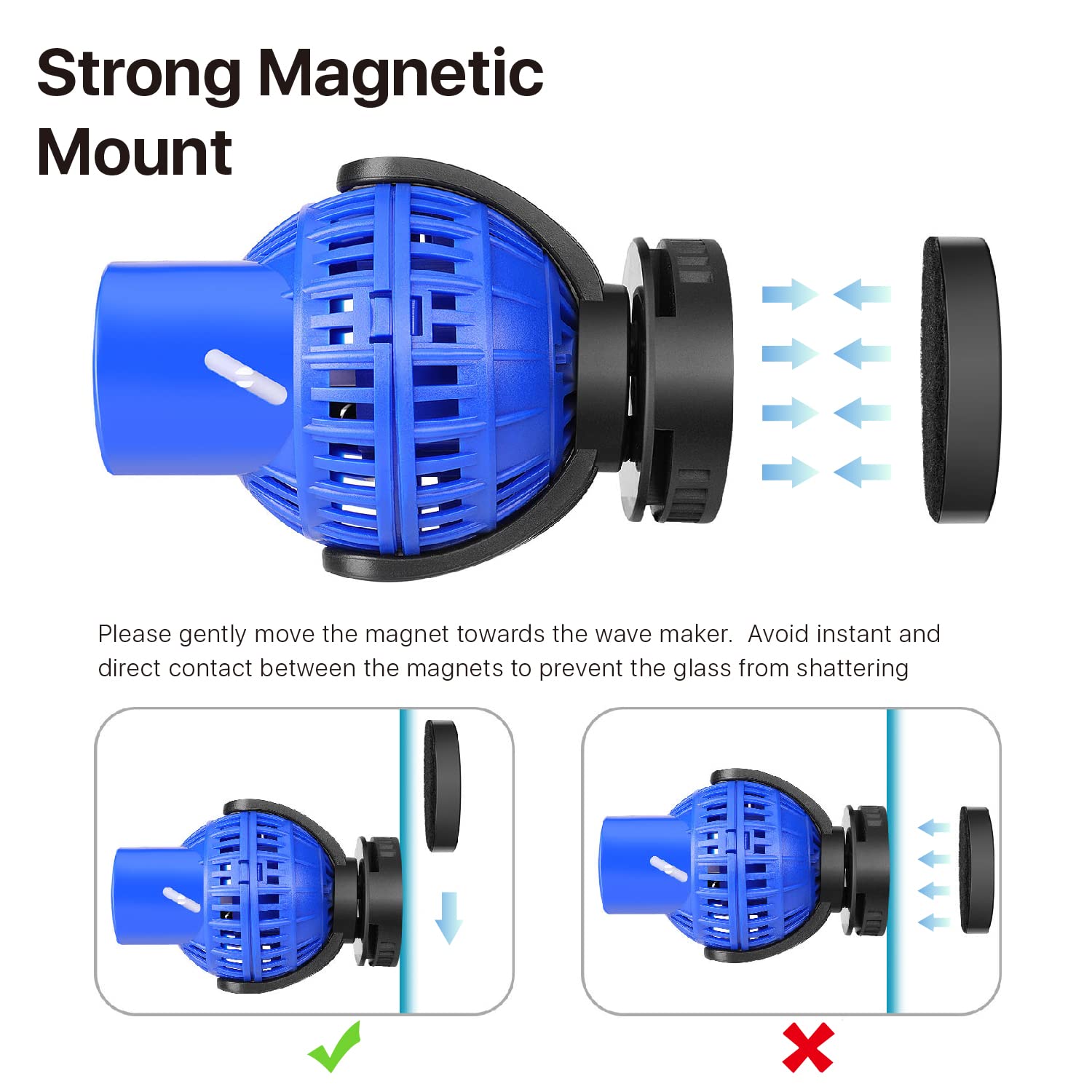 Flexzion Submersible Wave Maker 360 Degree Circulation Pump W/Magnetic Mount & Adjustable Flow Rate For Aquarium Fish Marine Cor
