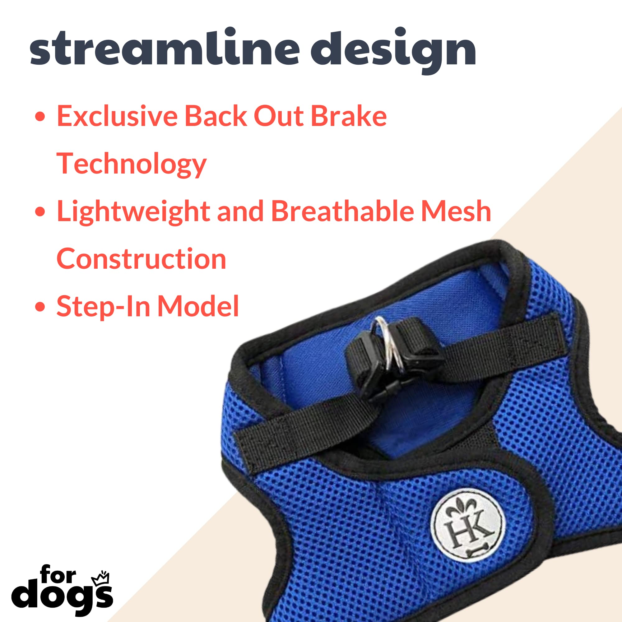 Huxley & Kent Hudson Walking & Training Harness - Blue (Extra-Small, 6-10Lbs) - Easy Control Step-In Mesh Vest Harness With Refl