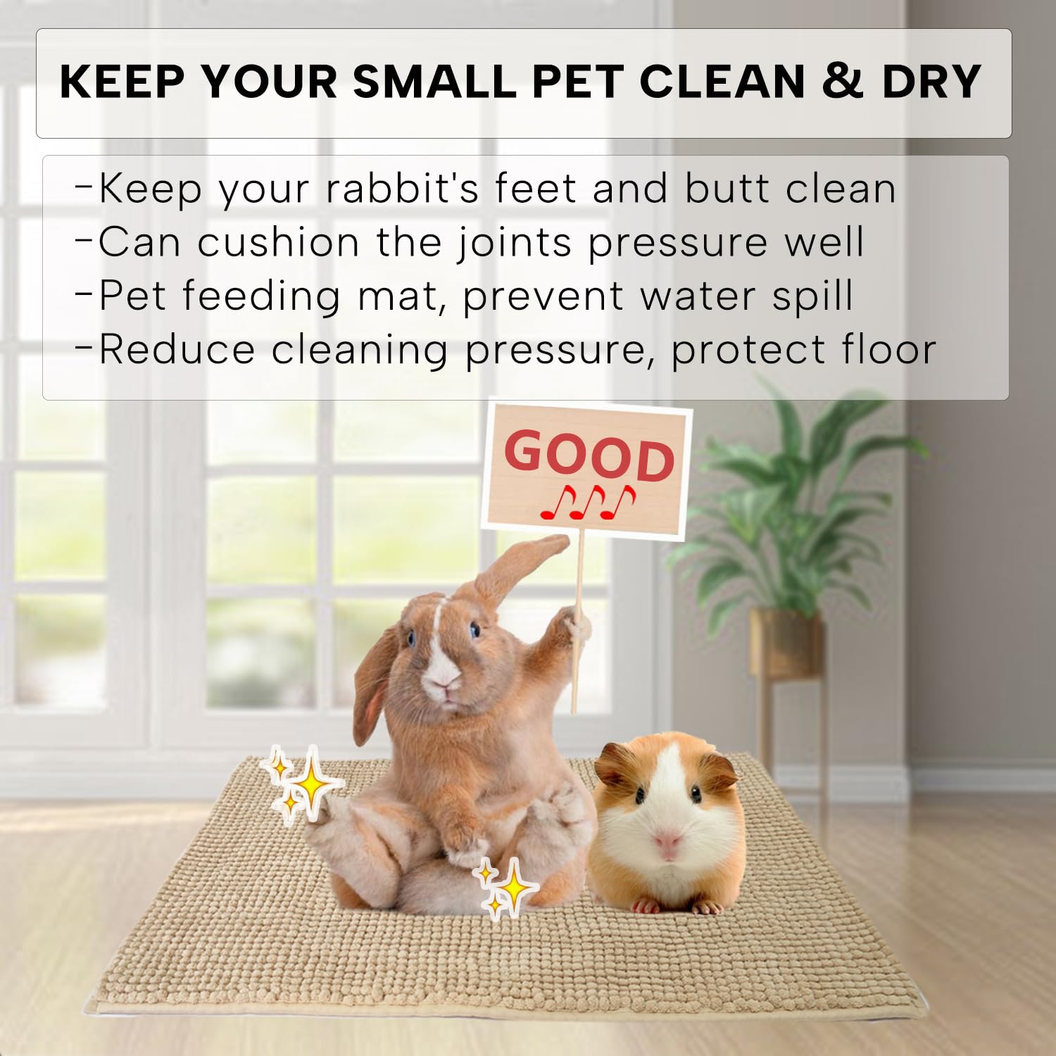 Keyide Guinea Pig Fleece Cage Liner 47''X24'' C&C Cage Absorbent Rabbit Bedding Bunny Training Pad Warm Comfortable Sleep Bed Ma