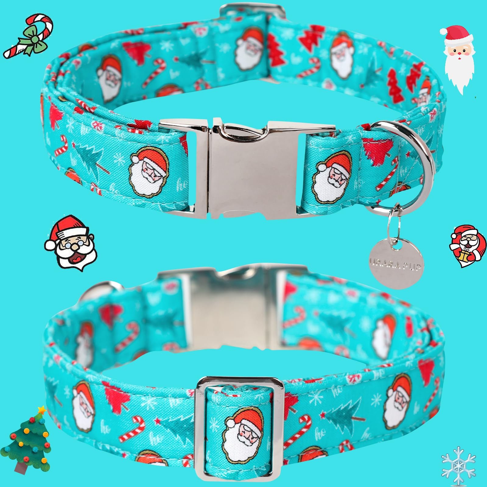 Up Urara Pup Christmas Dog Collar, Christmas Collar For Puppy Girl Boy Dog Or Cat, Holiday Dog Collar With Durable Metal Buckle,