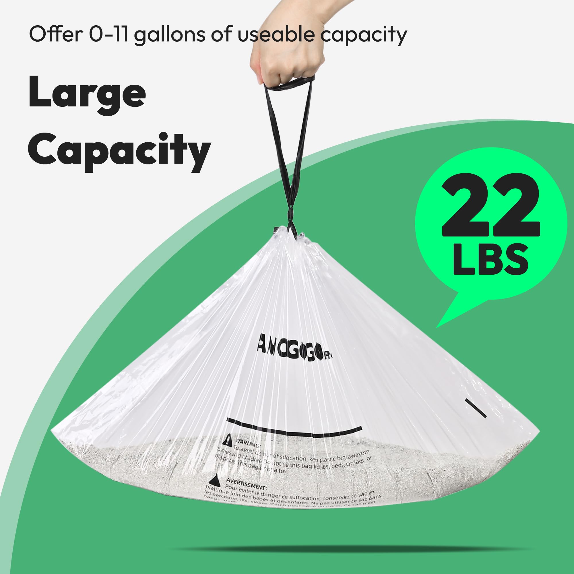 Amogogopet 50 Pack Waste Bags, Compatible With Litter Robot 4 & 3, Drawstring Liners For Self Cleaning Litter Box, Clear Cat Lit