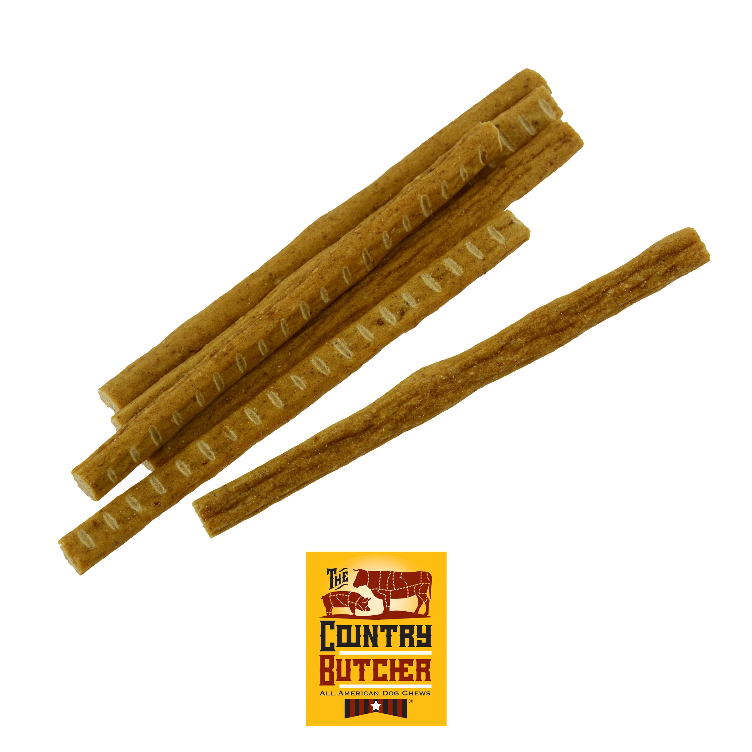 THE COUNTRY BUTCHER Pork Roll Dog Chews for Large Breed Dogs, Natural, Dental Treat, Made in The USA, 10 Count - Rawhide Free, N