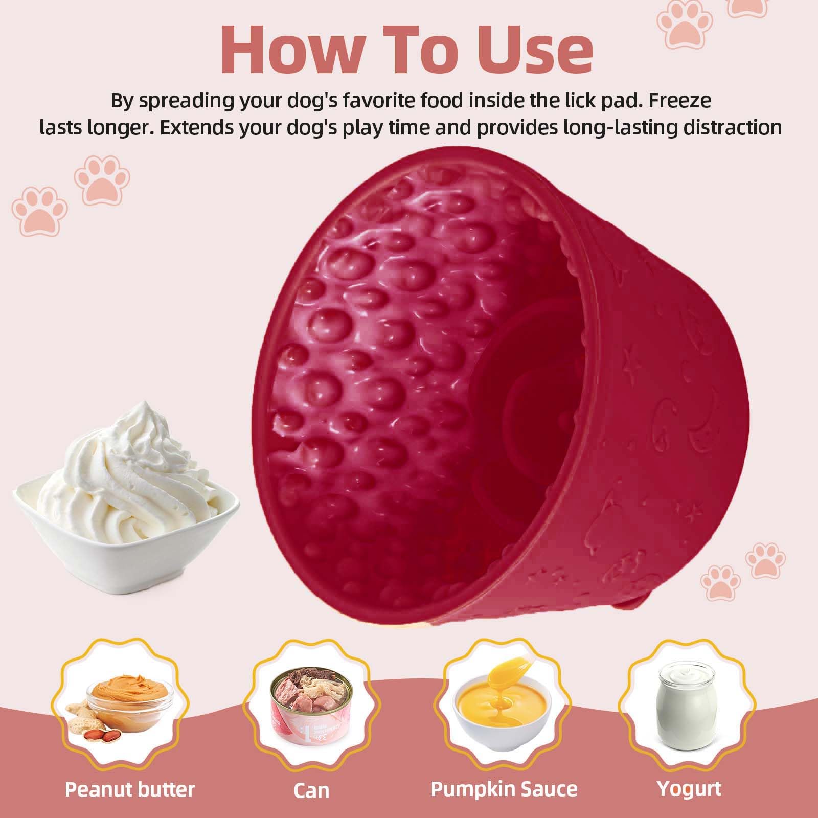 Dog Slow Feeder Lick Bowl, Non-Slip Dog Licking Treat Dispenser, Slow Feeder Bowls For Small Medium Large Breed Dogs, Anxiety Re