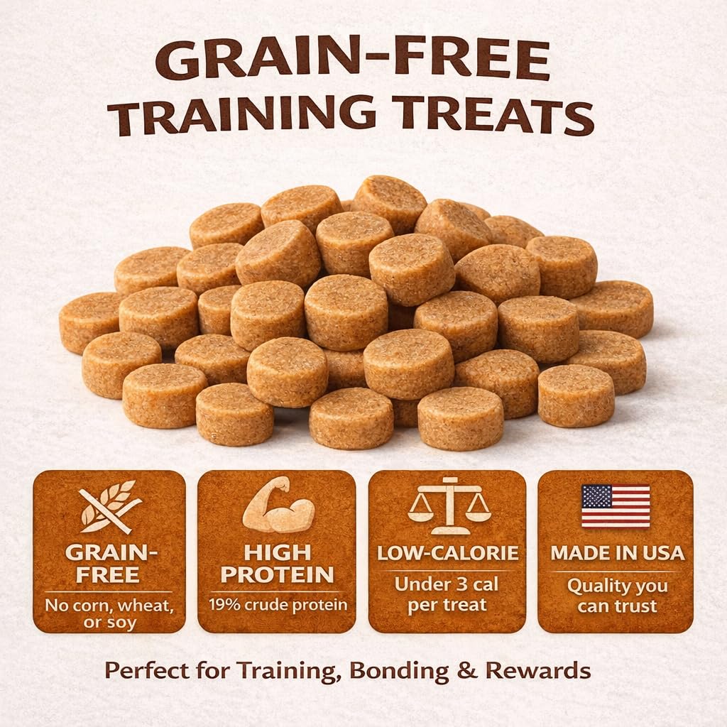 Natural Grain-Free Puppy & Dog Training Treats - Tender Tidbits (Beef, Chicken, Peanut Butter & Salmon) Made in USA (24oz, Varie