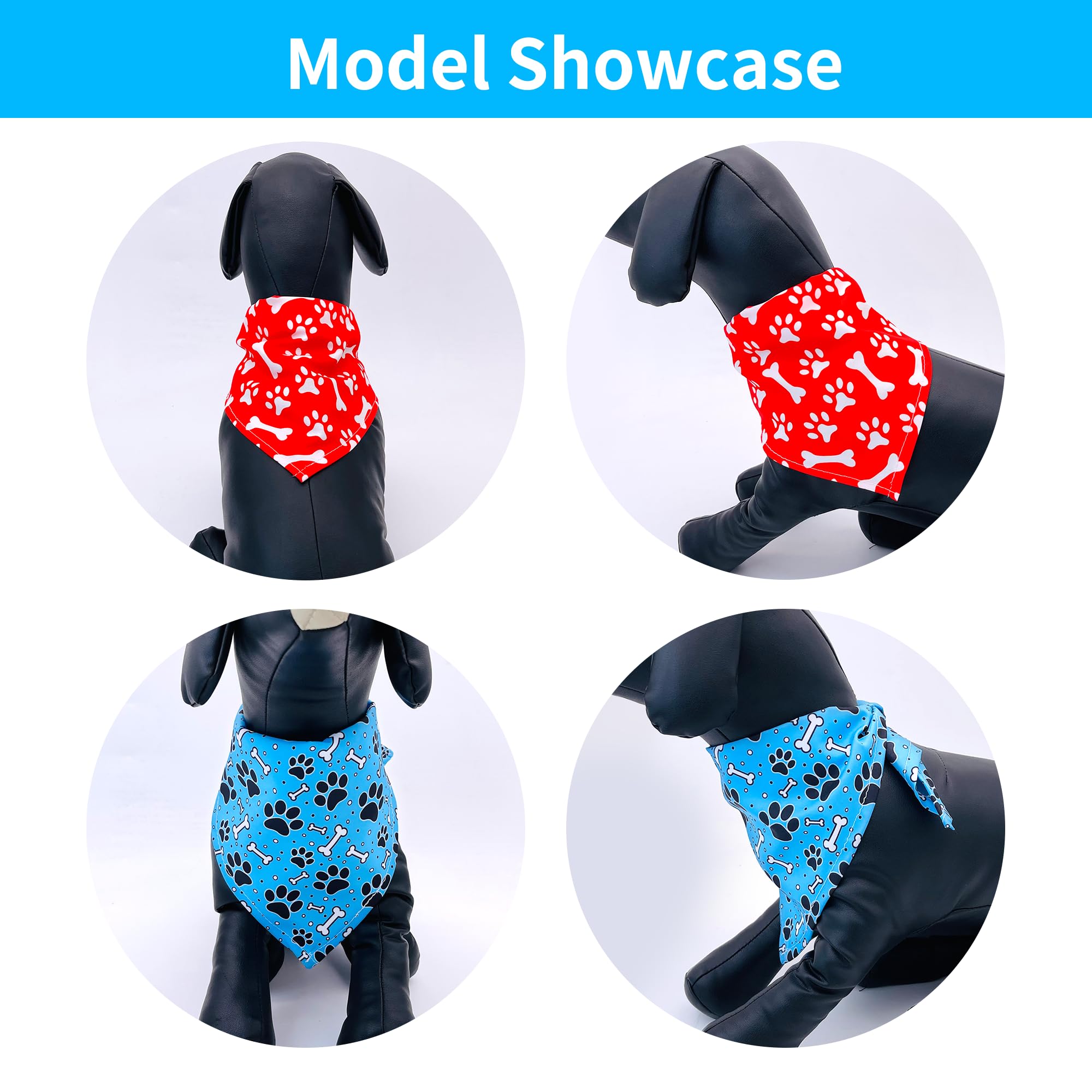 Pet Show 15 Pack Paw Pattern Dog Bandanas Bulk Large Medium Small 3 Mixed Sizes Bone Dogs Head Scarves Puppy Triangle Bibs Suit