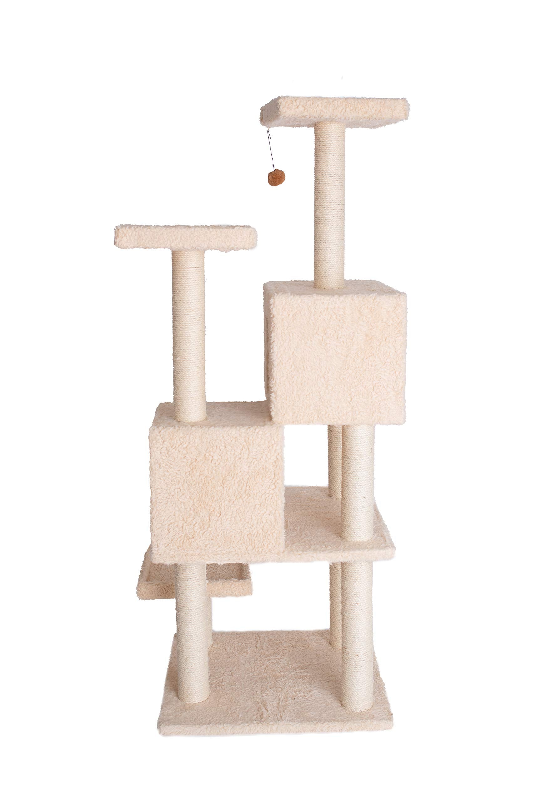 Armarkat A6702 Pet Cat Tree with Two Real Wood Houses, 67, Beige