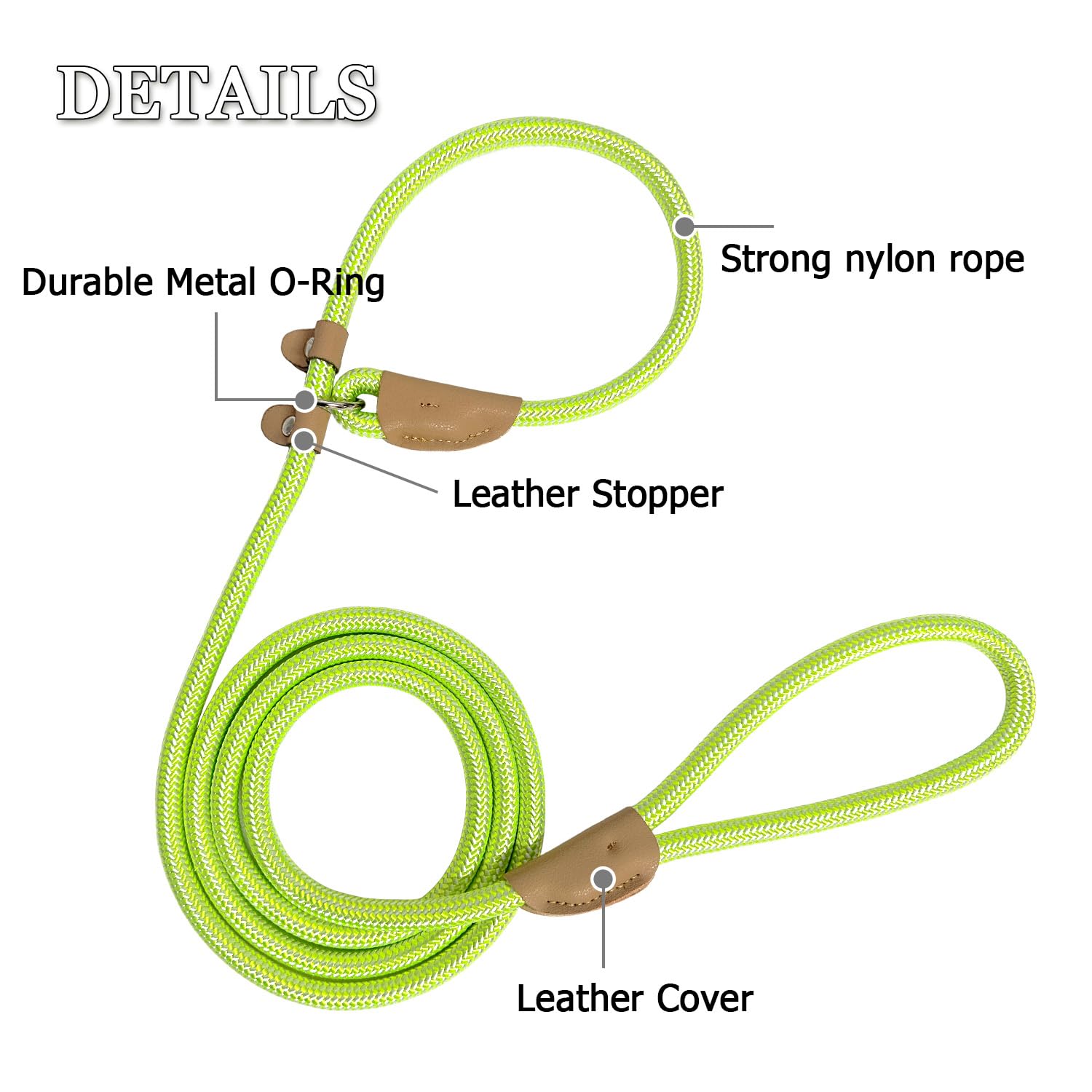 Slip Lead Rope Dog Leash Heavy Duty For Training, Nylon Strong Slip Leads For Dogs 6 Ft X 1/2 Inch,Comfortable Training Leash Fo