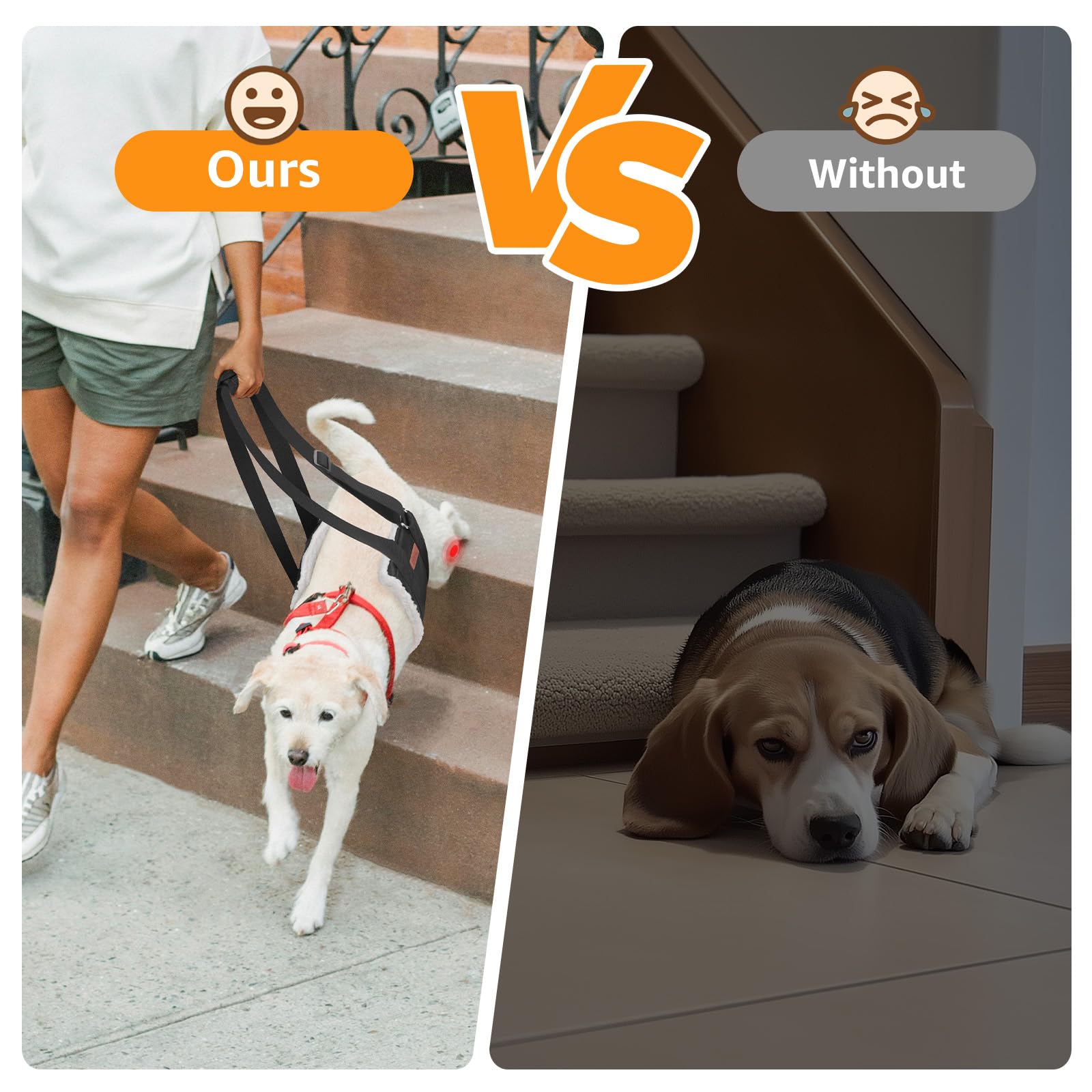 Adjustable Dog Lift Harness, Dog Sling For Large Dogs Lift Support And Rehab Harness For Weak Rear Legs, Soft Hind Leg Support H