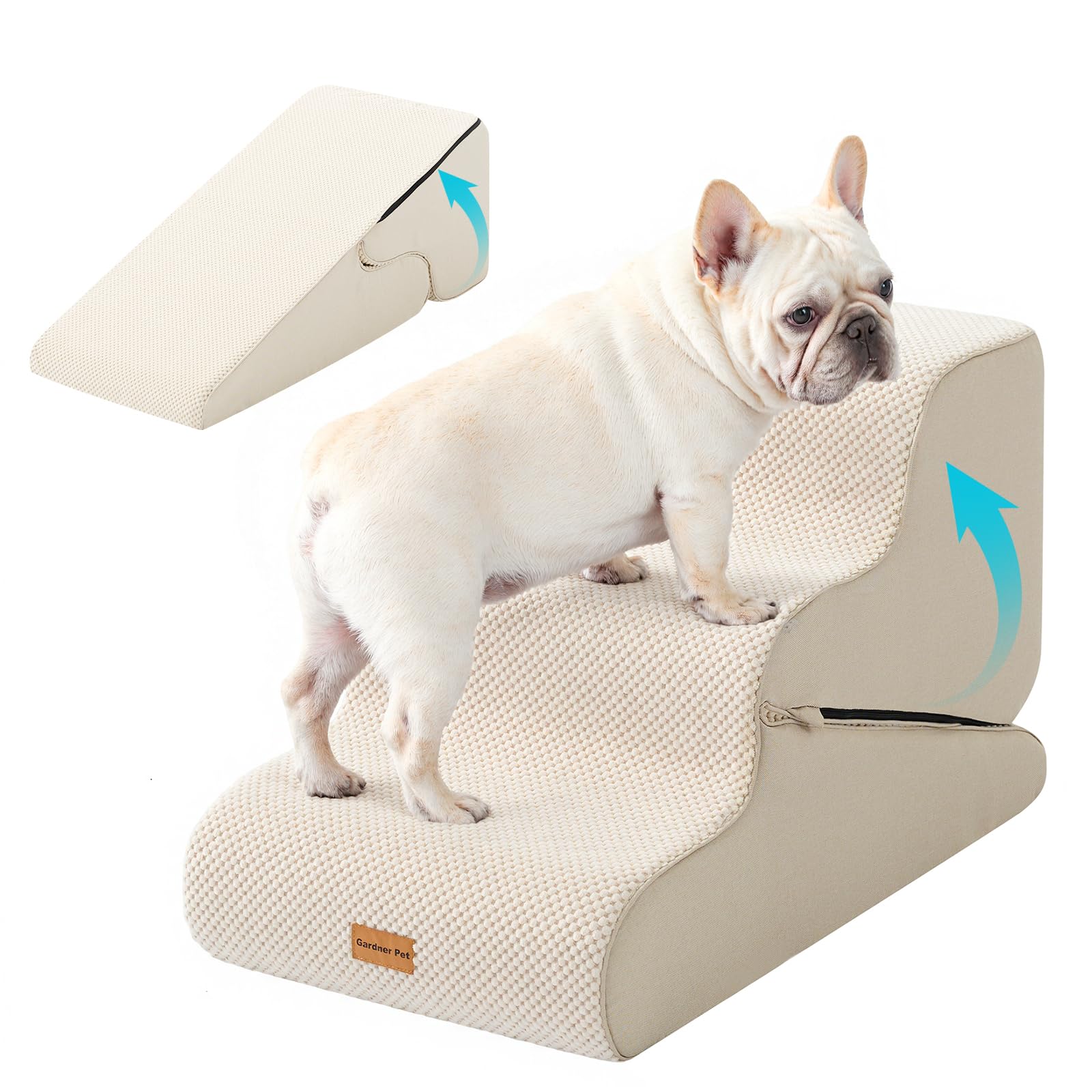 Gardner Pet Dog Stairs for Small Dogs 22.8 H, 5-Step Black Curved Pet Stairs, Dog Steps for High Bed, Couch (24-30 in) with Dura