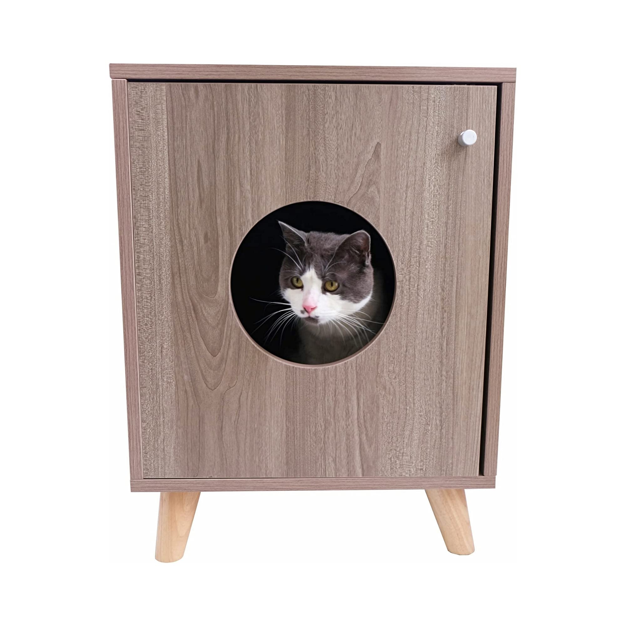 Midlee Hidden Cat Litter Box Furniture- Small- Wood Enclosure Nightstand Table Pet Washroom
