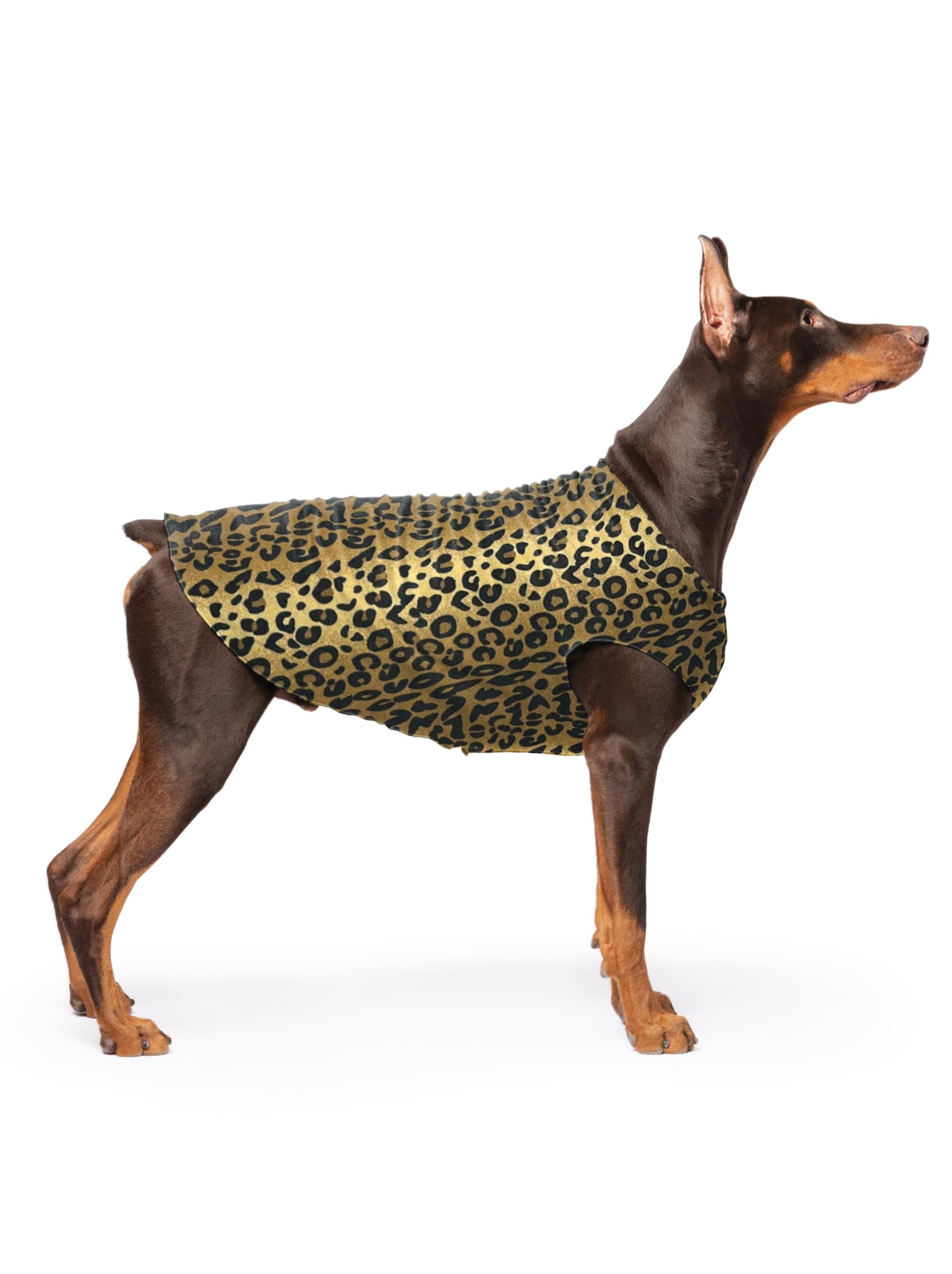 Gold Paw Stretch Fleece Dog Coat, Stretchy Pet Sweater, Machine Washable Pullover For Winter And Fall, Leopard, 24
