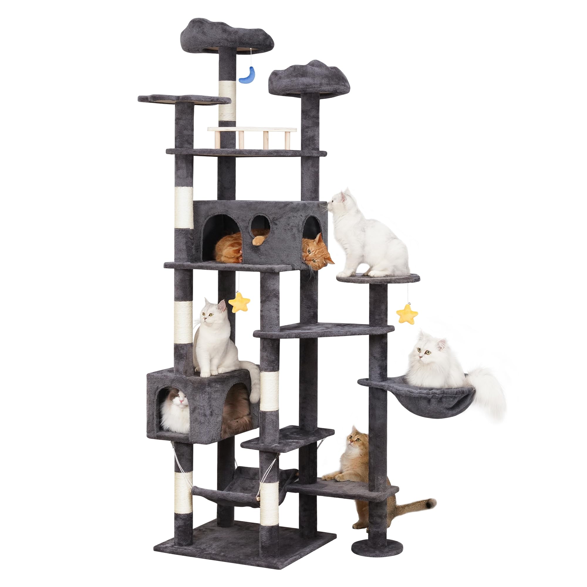 Meecal 85In Giant Cat Tree For Indoor Cats Large Adult, Tall Cat Tower With Scratching Post, Heavy Duty Cat Tree For Big Cats, C