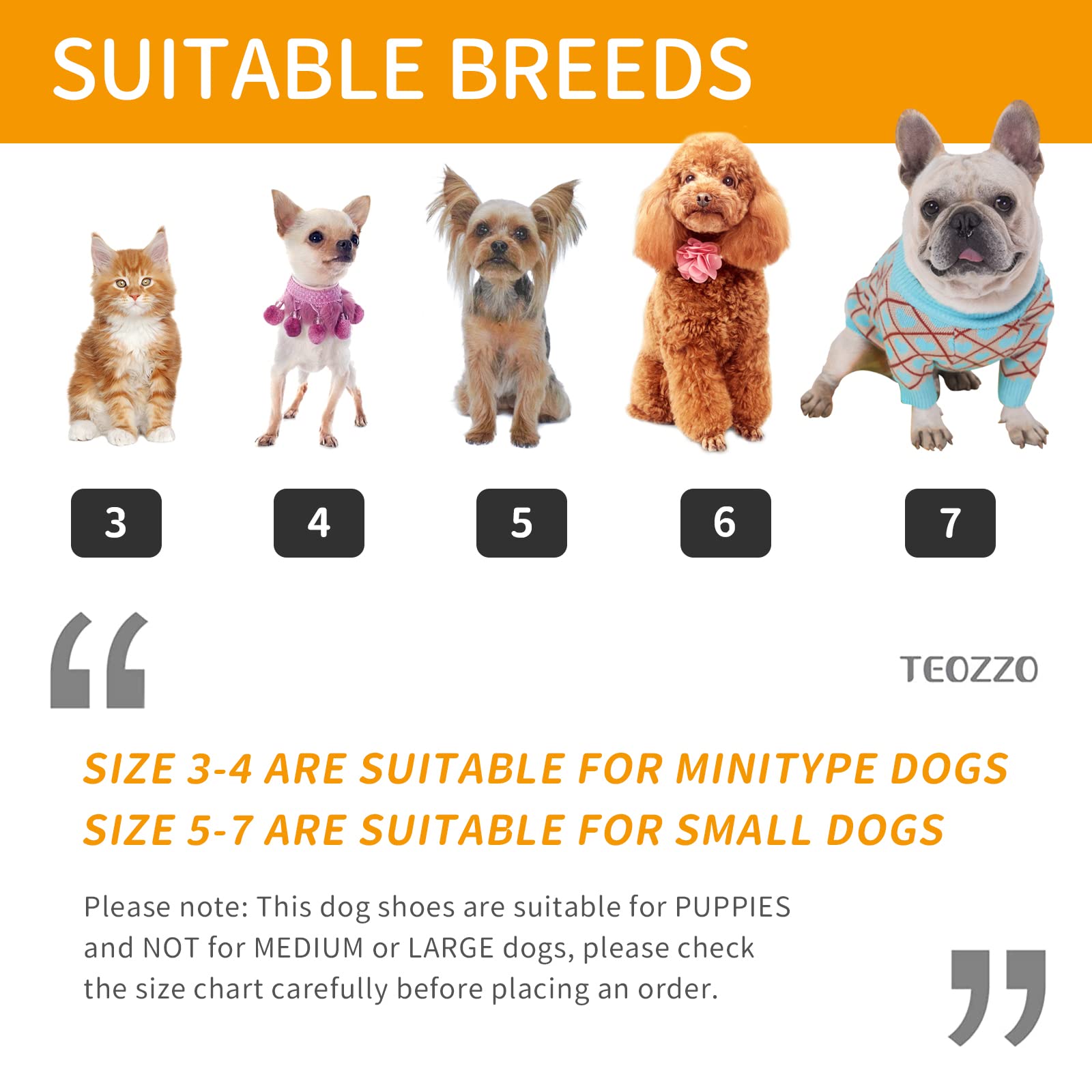 Teozzo Dog Shoes Dog Boots & Paw Protector, Anti-Slip Sole Winter Dog Booties With Reflective Straps Dog Snow Boots For Small Medium Dogs 4Pcs Black 6