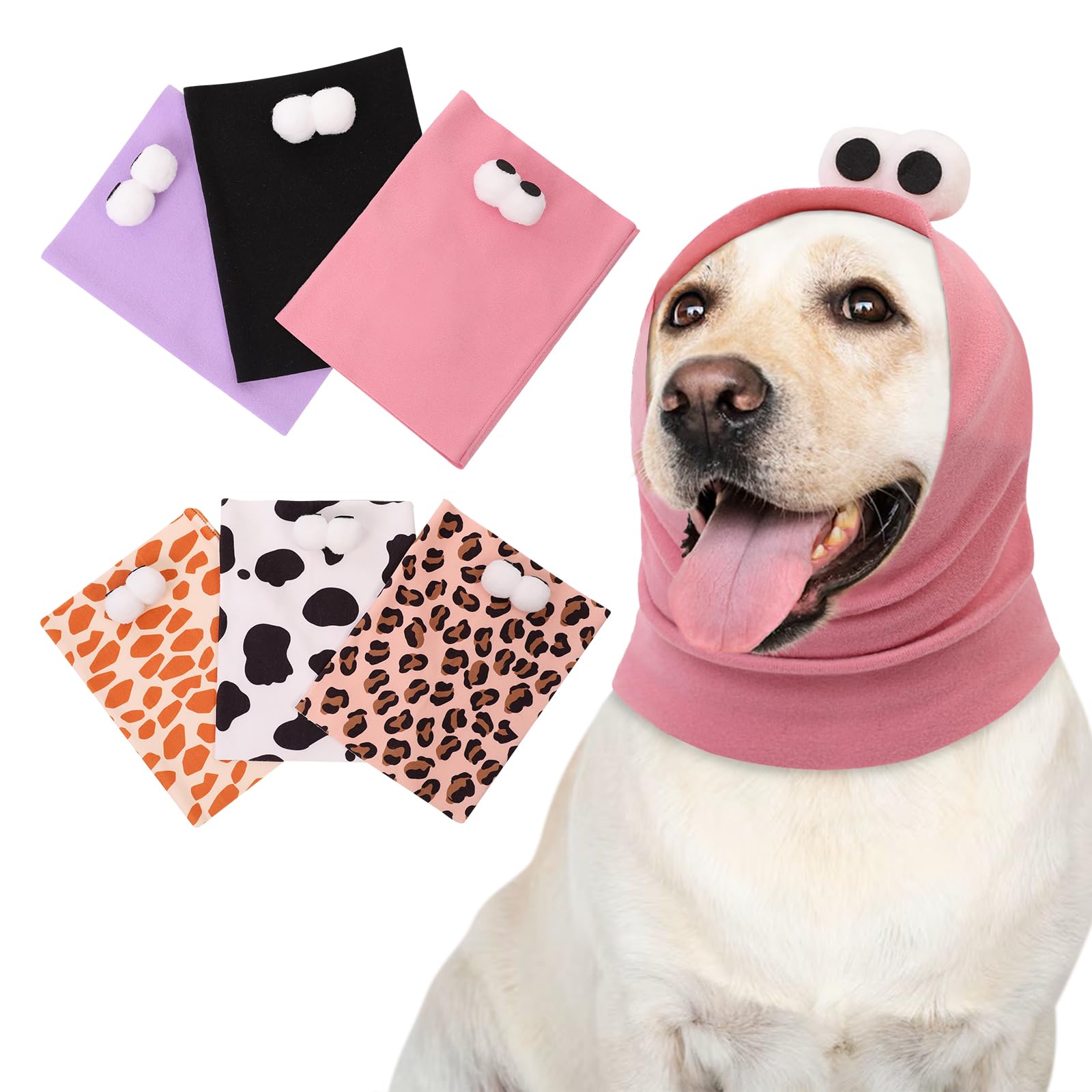 Sawmong Cute Dog Calming Hoodie Ear Head Covers For Noise Fireworks,No Shake Ear Wraps For Anxiety Relief,Dog Ear Muffs Hematoma
