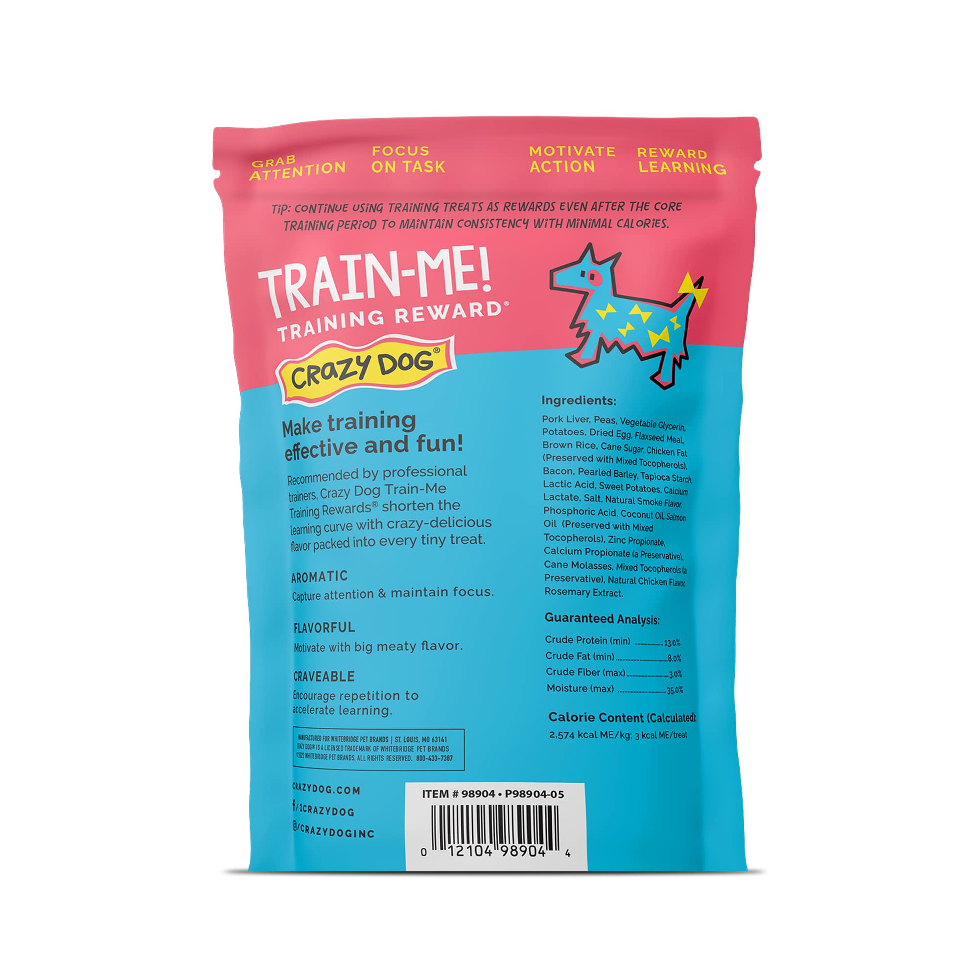 Crazy Dog Train-Me! Training Reward Dog Treats 16 Oz., Bacon Regular