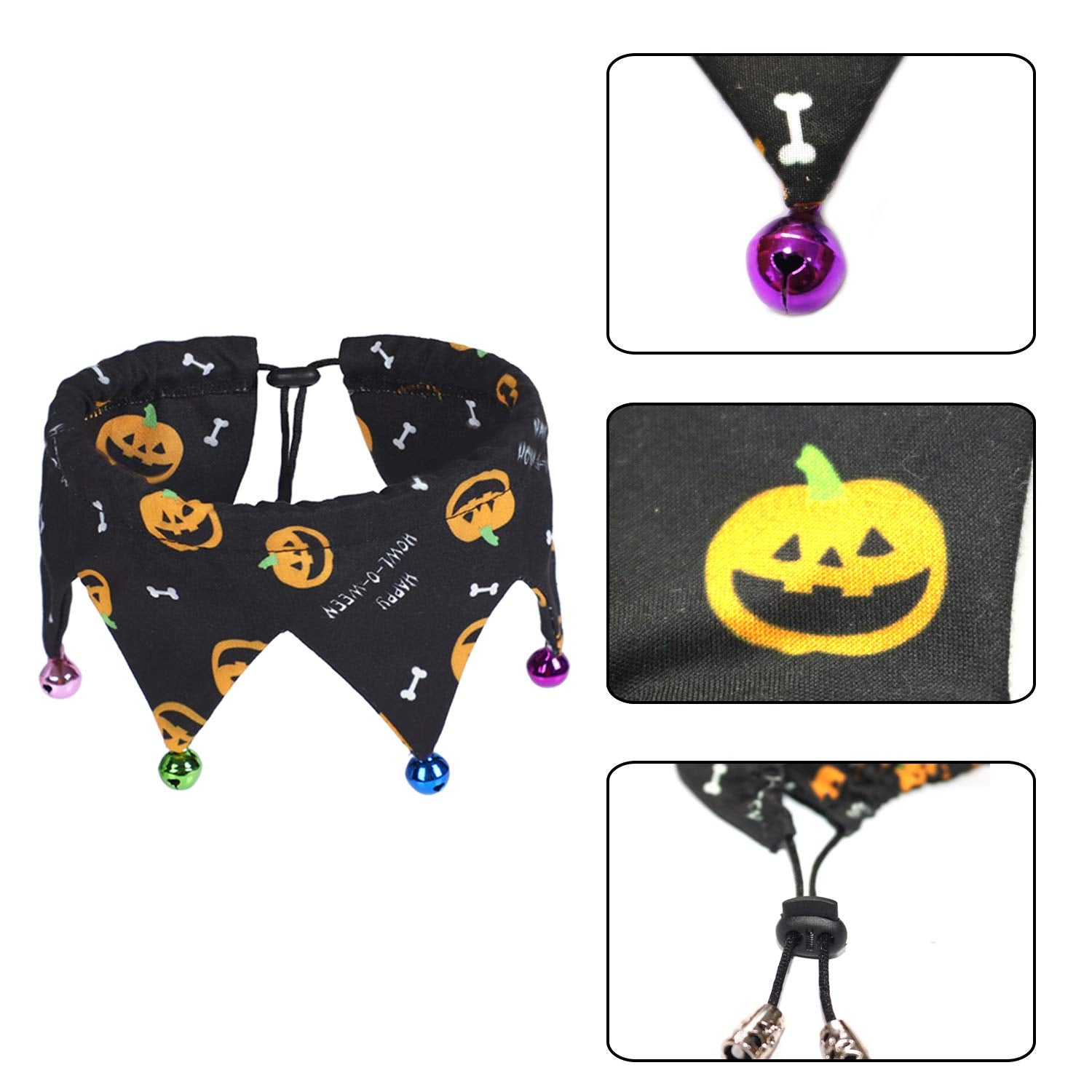 Rypet Cat Halloween Costume - Halloween Cat Collar With Bells And Halloween Pumpkin Hat Cat Costume Suit For Cats And Small Dogs