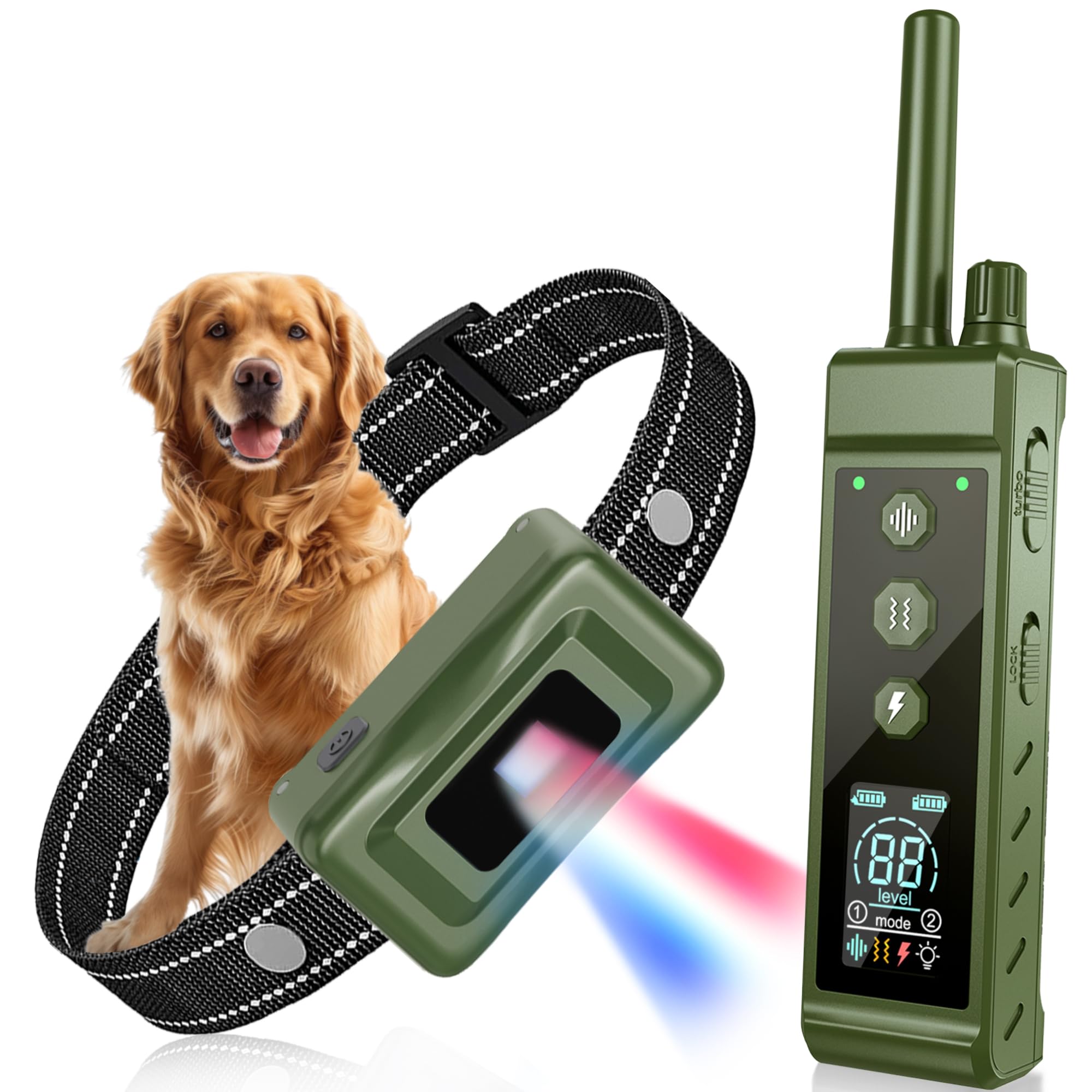 Shock Collar For Dogs - 4265Ft Waterproof Training Collar With Flashing Light For Small Medium Large Dogs With Rechargeable Remo