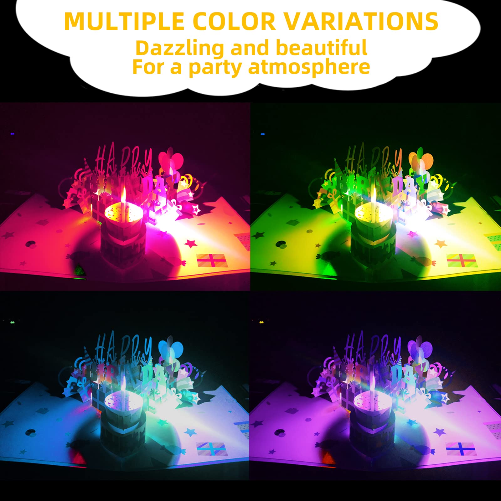 Birthday Card,Musical Birthday Cards With Light And Music, Blowable, 3D Birthday Popup Card,Birthday Card For Women- Plays Hit S