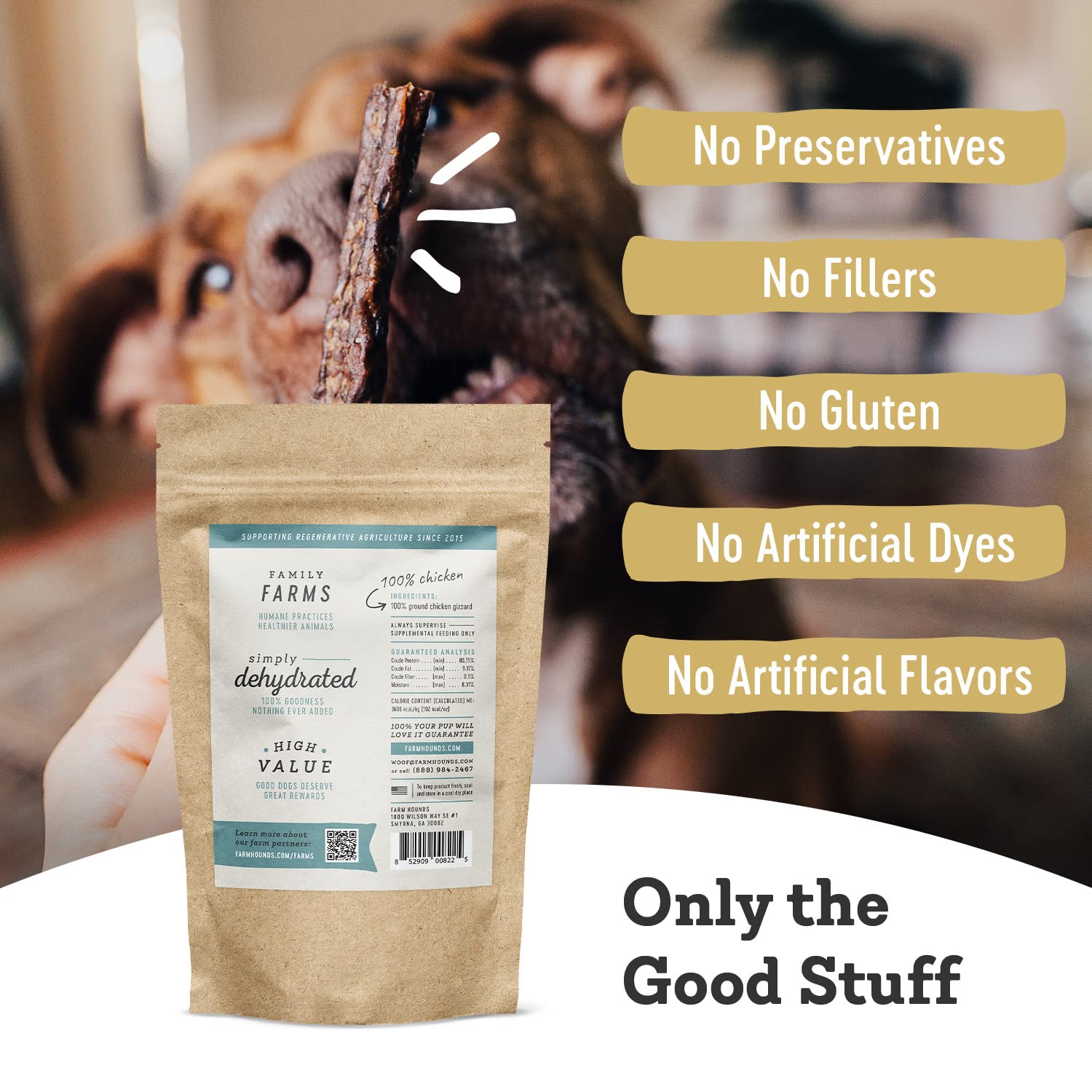 Farm Hounds - Chicken Gizzards - Premium Natural Jerky for Dogs -100% Humanely Raised Chicken - Break-to-Size - Great for Traini