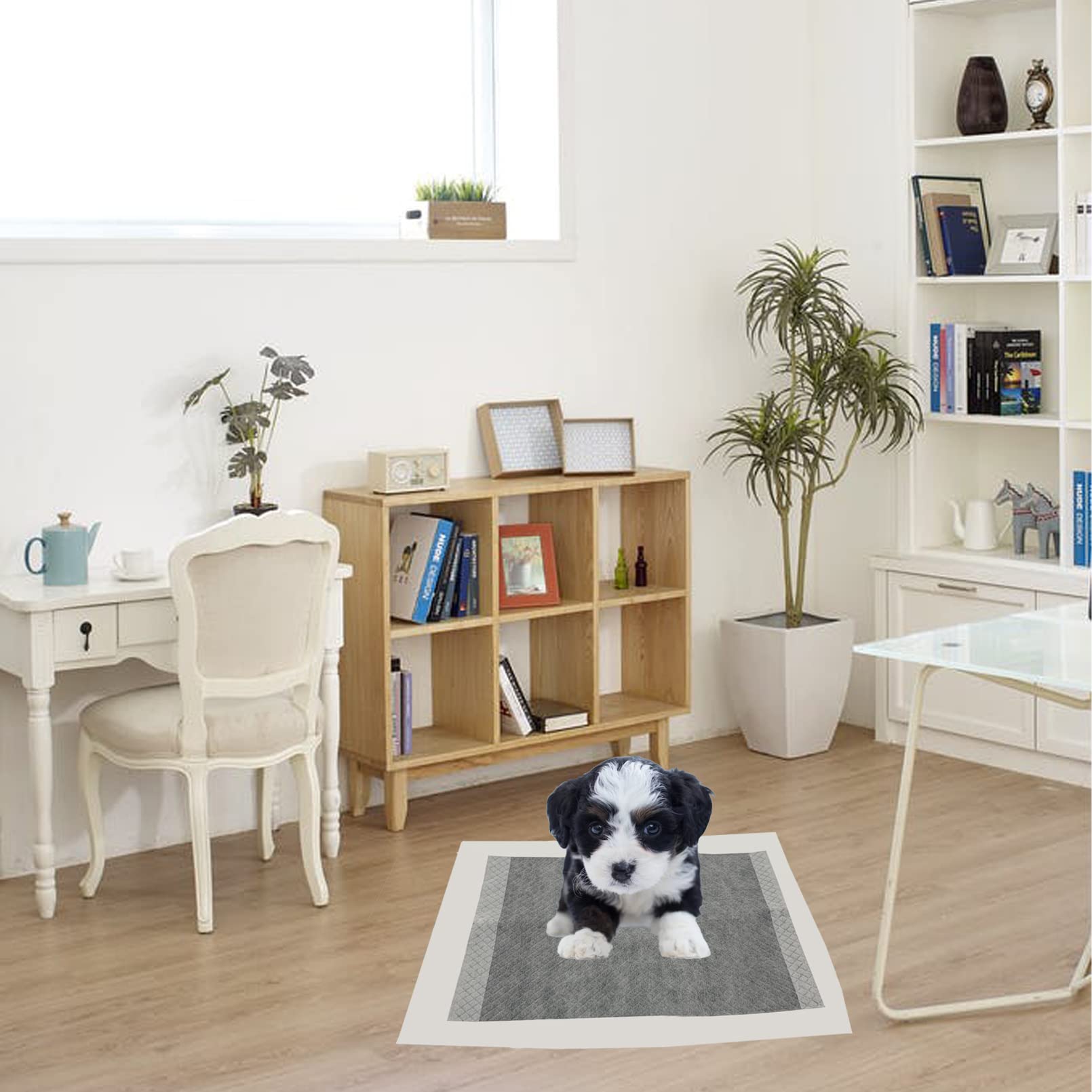 Muyg 100 Pcs Rabbit Pee Pads,Puppy Potty Training Pad Small Animals Super Absorbent Disposable Cage Liners Bamboo Charcoal Quick