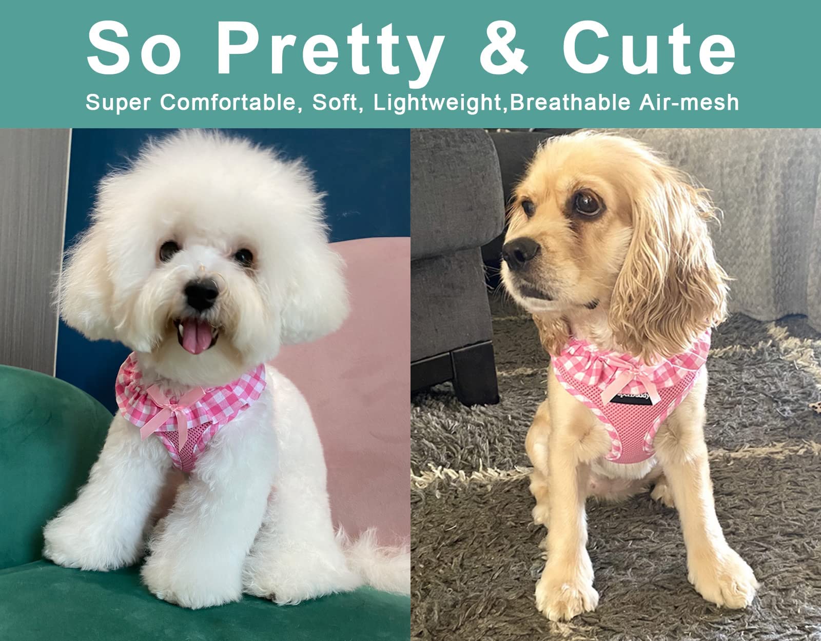 Superbuddy Upgraded No Pull & No Choke Dog Harness, Super Soft Mesh Breathable Pet Vest Harnesses, Lightweight Adjustable Vest H