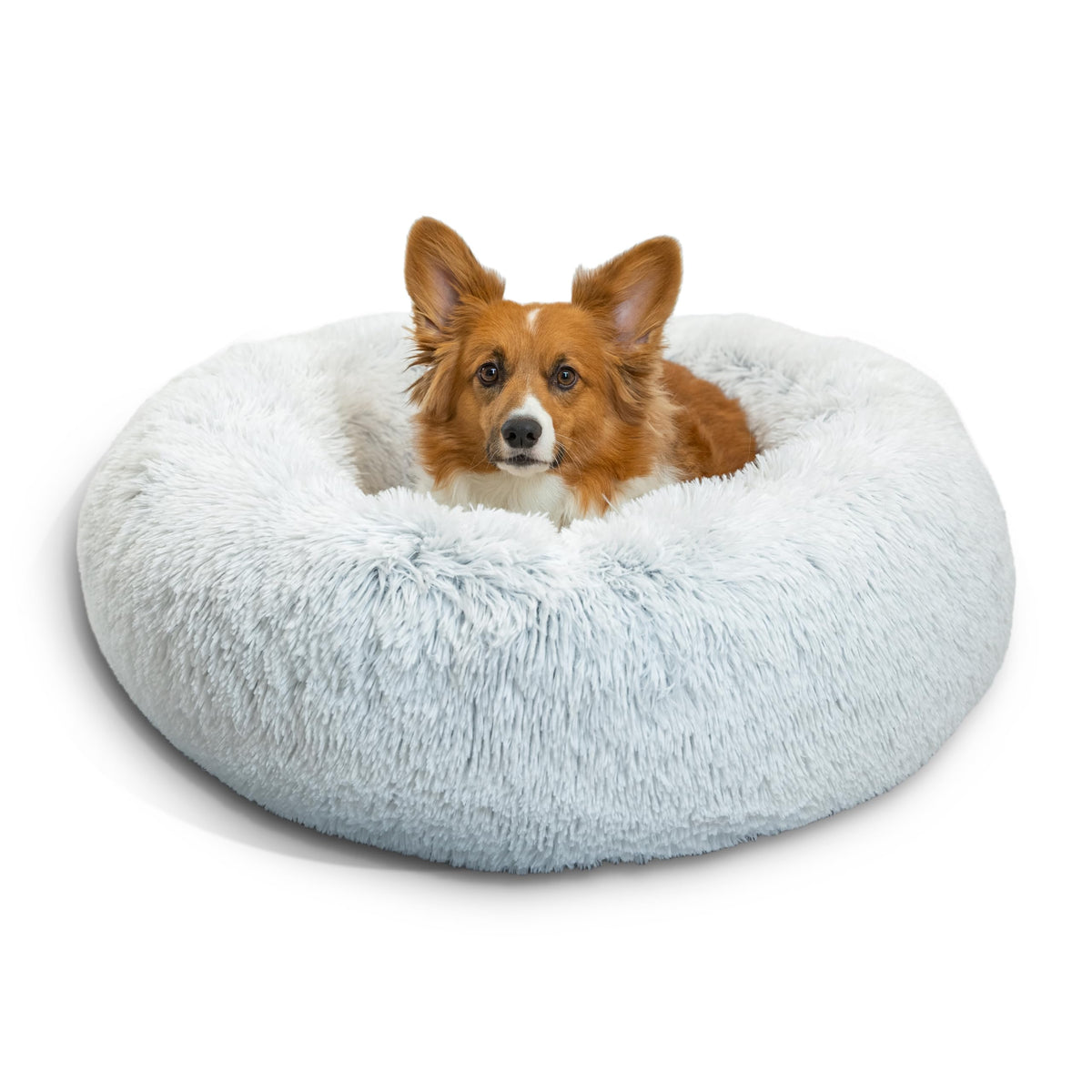 Best Friends By Sheri The Original Calming Donut Dog And Cat Bed In Shag Fur, Frost Gray, Medium, 30X30