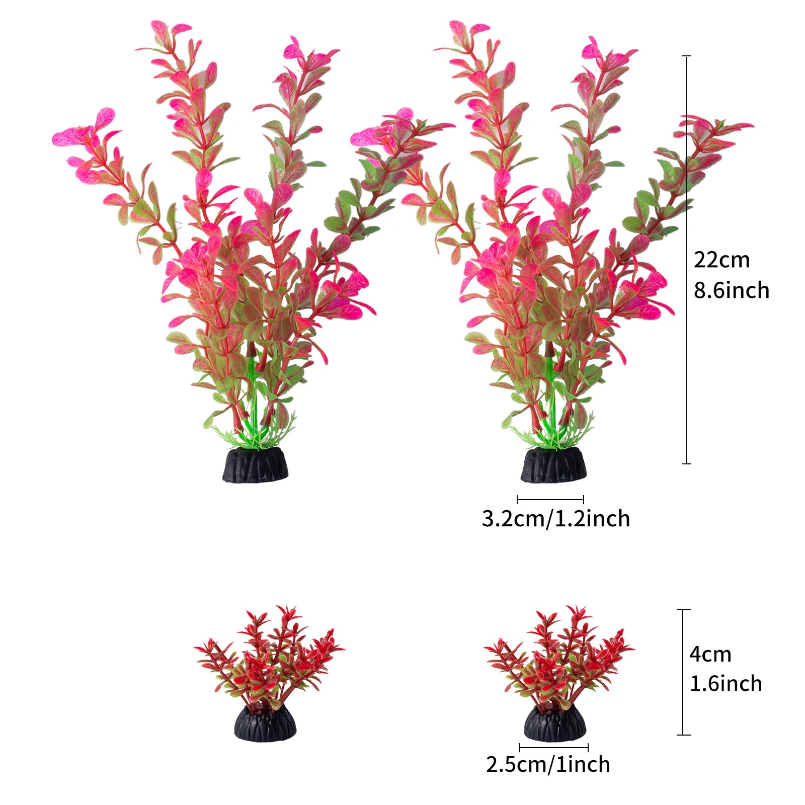 COMSUN 25 Pack Artificial Aquarium Plants, Small Size 4 inch Approximate Height Fish Tank Decorations Home D  cor Plastic Red