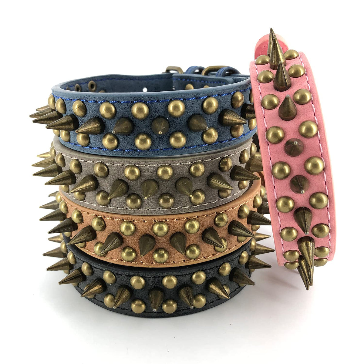 Spiked Studded Dog Collar,Protect The Dog’S Neck From Bites. - Fit Smallmedium & Large Dogs (Sharp Pink,Xl)