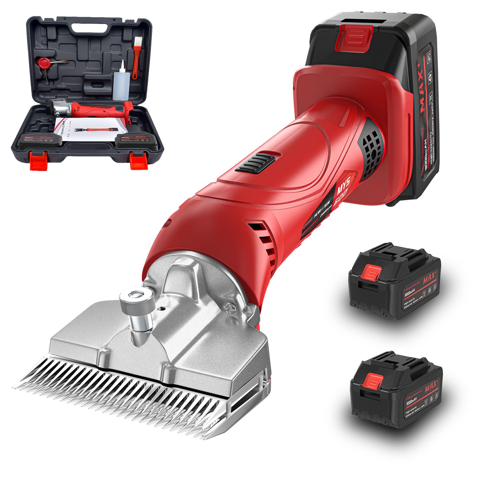 Vkdemer Cordless Horse Clippers,500W Heavy Duty Horse Grooming Clippers With 2 Pcs Rechargeable 3000Mah Lithium Battery,6 Speed 