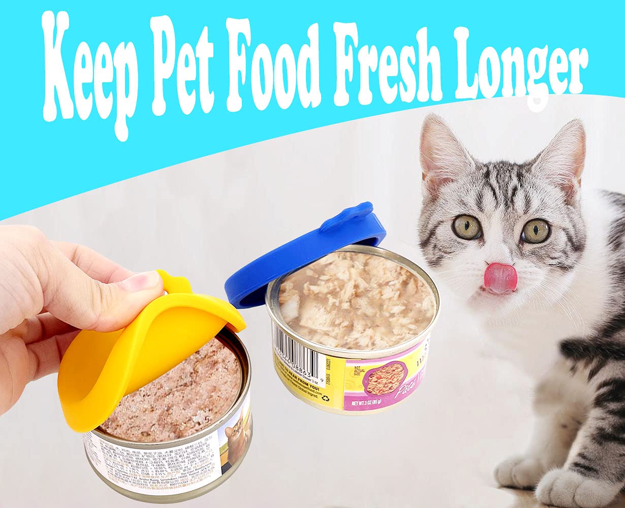 Comtim Cat Food Can Lids, Silicone Small Pet Food Can Lids Covers for 3 oz Cat Food Cans (Multiple)