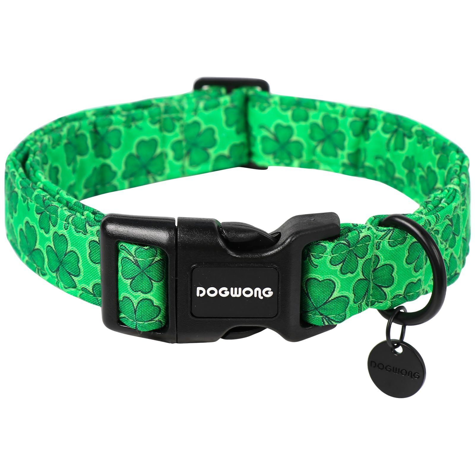 Dogwong St. Patrick'S Day Dog Collar, Green Lucky Clover Shamrock Green Dog Collar Soft Durable Adjustable Costume St. Patrick'S