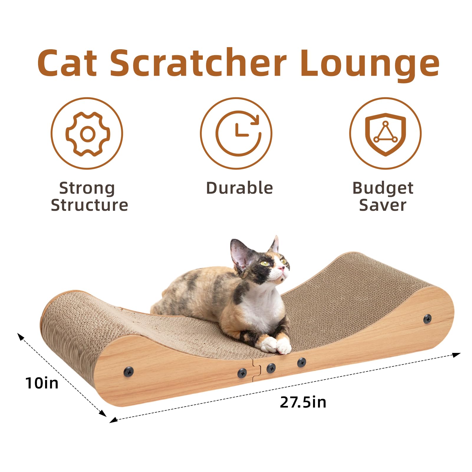 Nekosan Cat Scratcher Cardboard Bed, 27.5'' Extra Large Cat Scratch Sofa Bed, Cat Scratcher Lounge Bed For Indoor Cats, 27.5 X 1