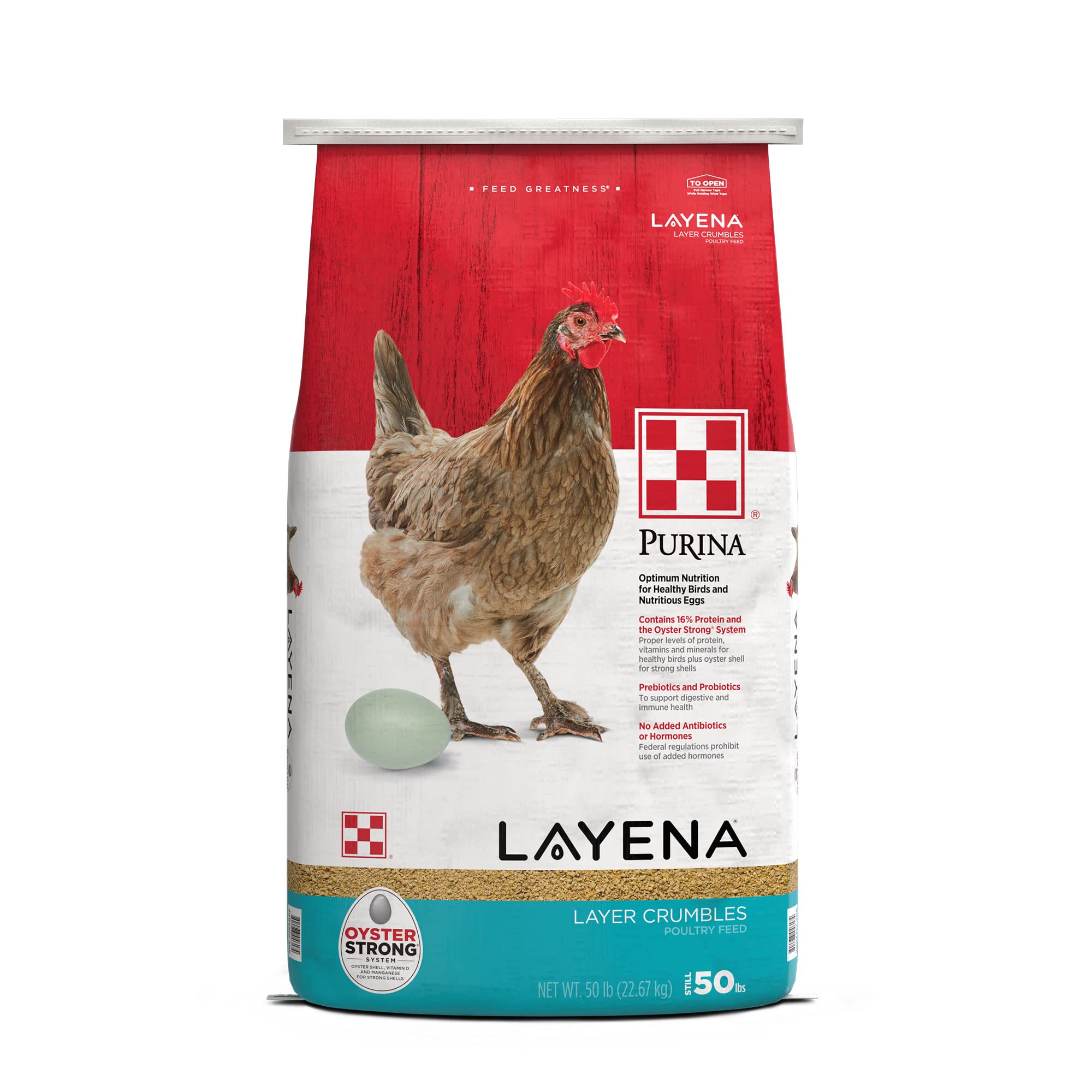Purina, Layena Crumbles, Chicken Feed for Laying Hens, 50 lbs