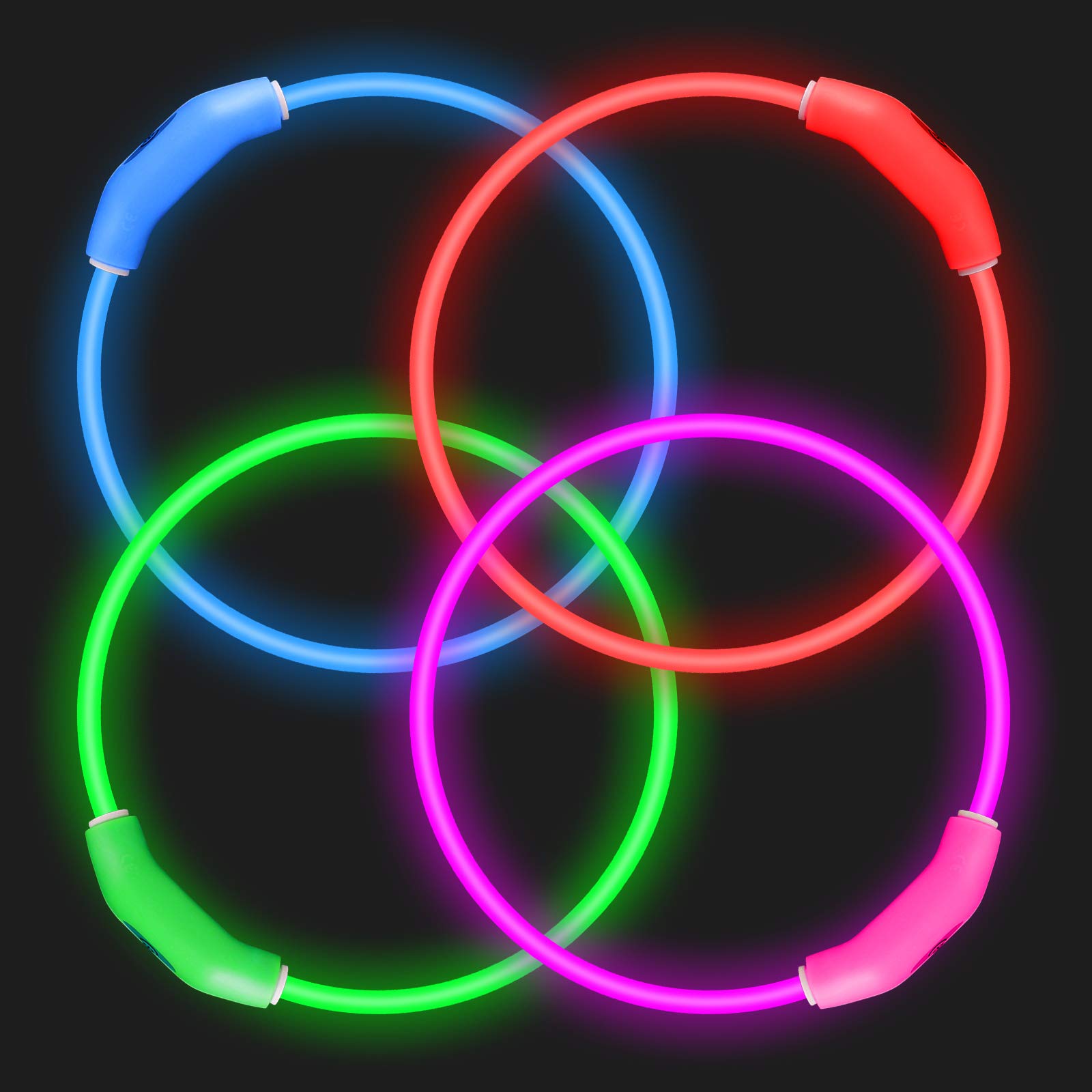 Novkin 2-Pack Led Dog Collar, Light Up Dog Collars,Rechargeable Dog Lights For Night Walking,Universal, Reusable Safety Necklace