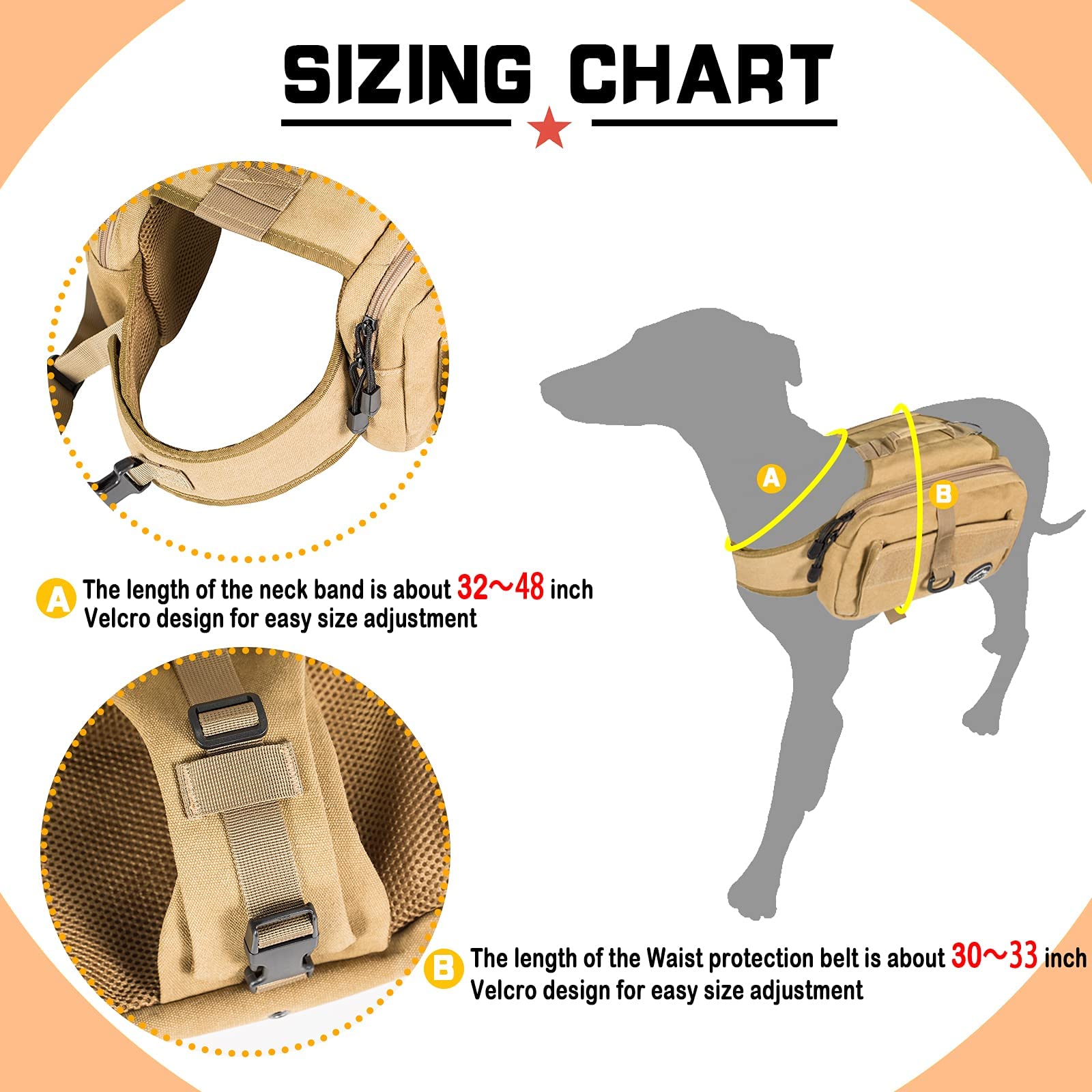 Himal Outdoors Dog Backpack for Large Dog, Dog Pack Hound Travel Camping Hiking Bag, Saddle Bag Rucksack with Side Pockets & Adj