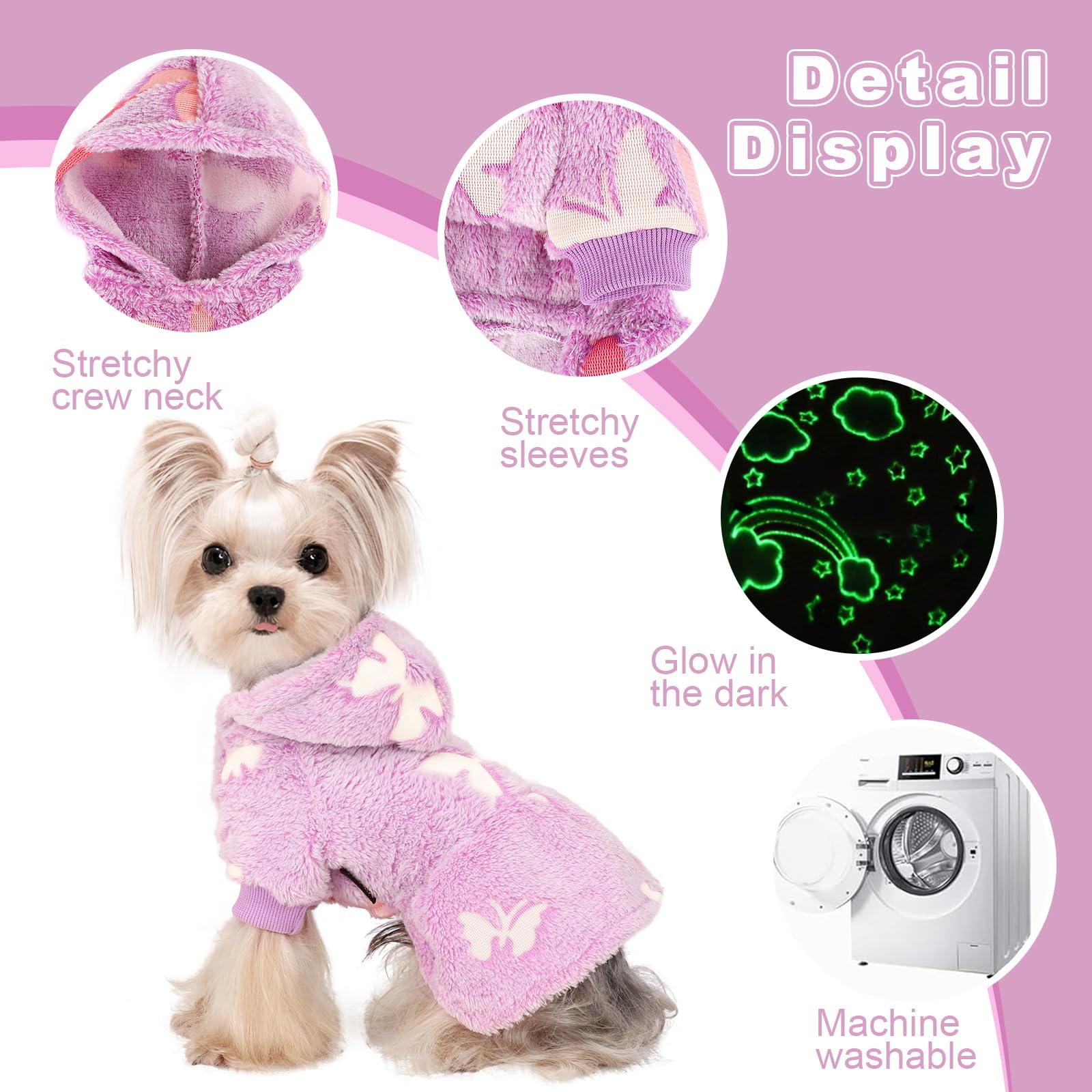 Kosiyi Dog Sweater Fleece Dog Hoodie Winter Dog Clothes For Small Dogs Boy Girl Pet Hoodies For Dogs Cold Weather Dog Coats Fall