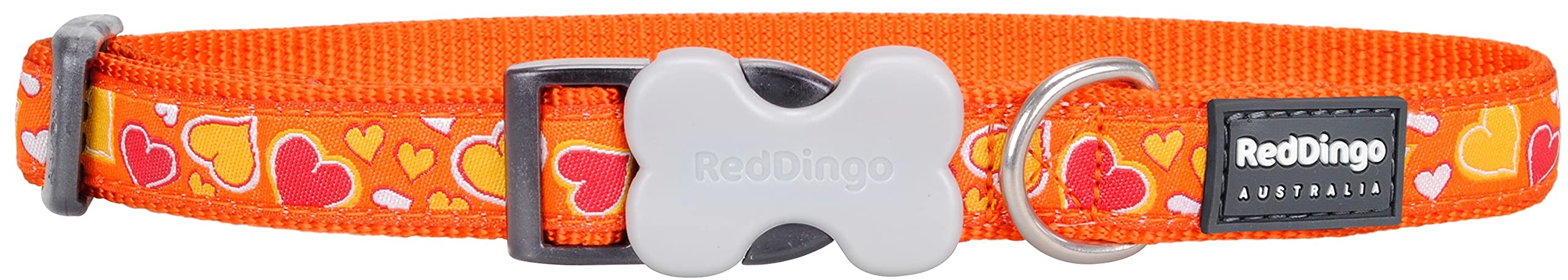 Red Dingo Breezy Love Orange Dog Collar, Medium/Large/20mm