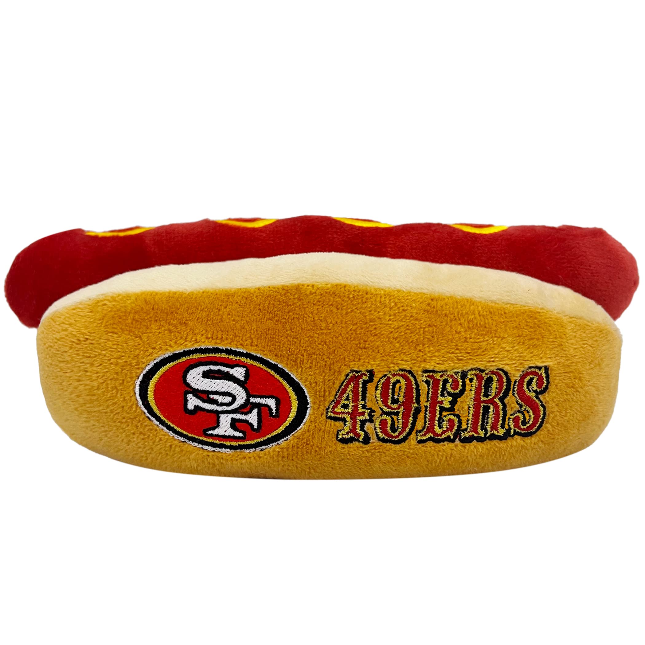 Pets First NFL SAN Francisco 49ERS HOT Dog Plush Dog & CAT Squeak Toy - Cutest HOT-Dog Snack Plush Toy for Dogs & Cats with Inne