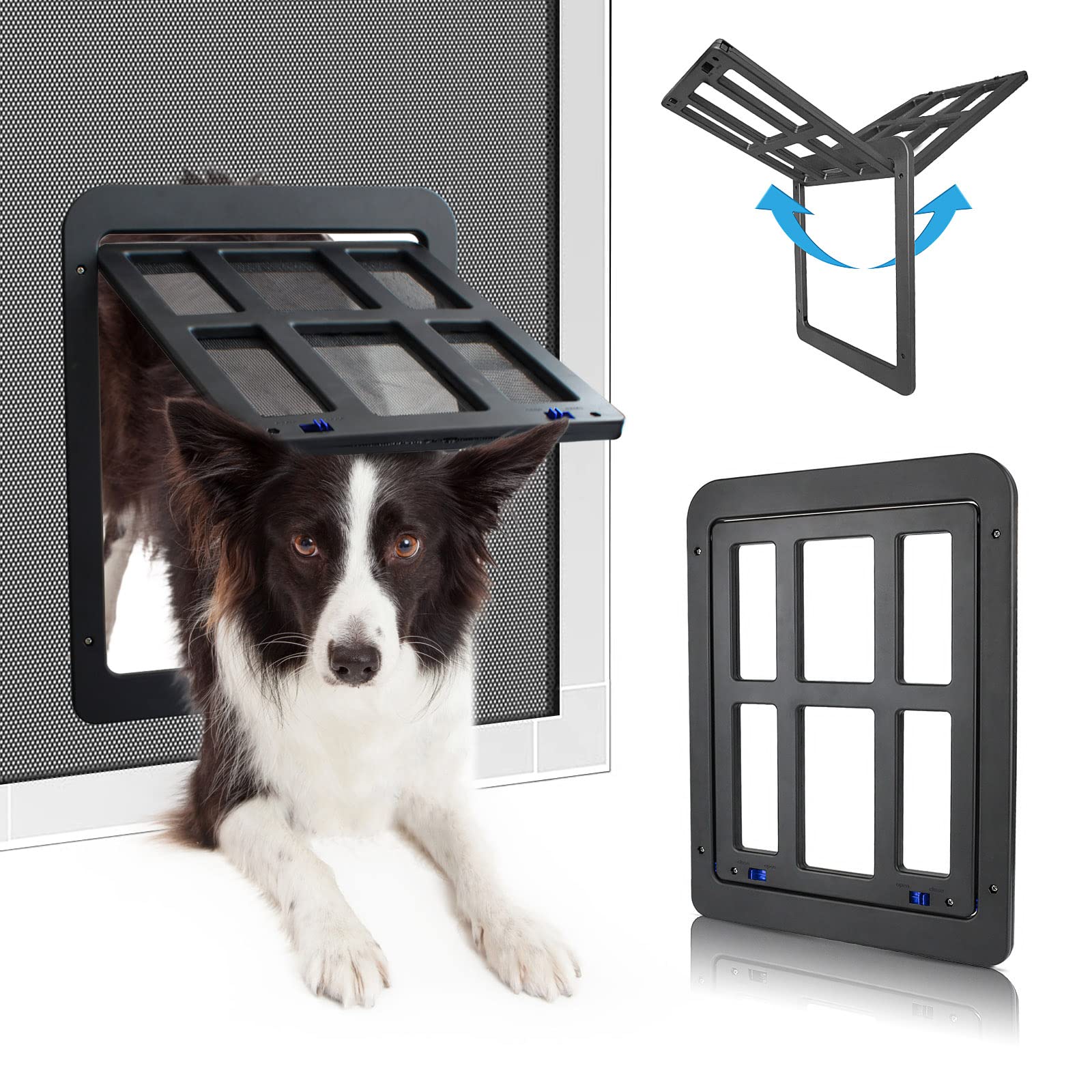 Petleso Dog Door For Sliding Door, Lockable Dog Screen Door With Magnetic Closure Easy Install Pet Door For Dogs Cats, 11''X13''