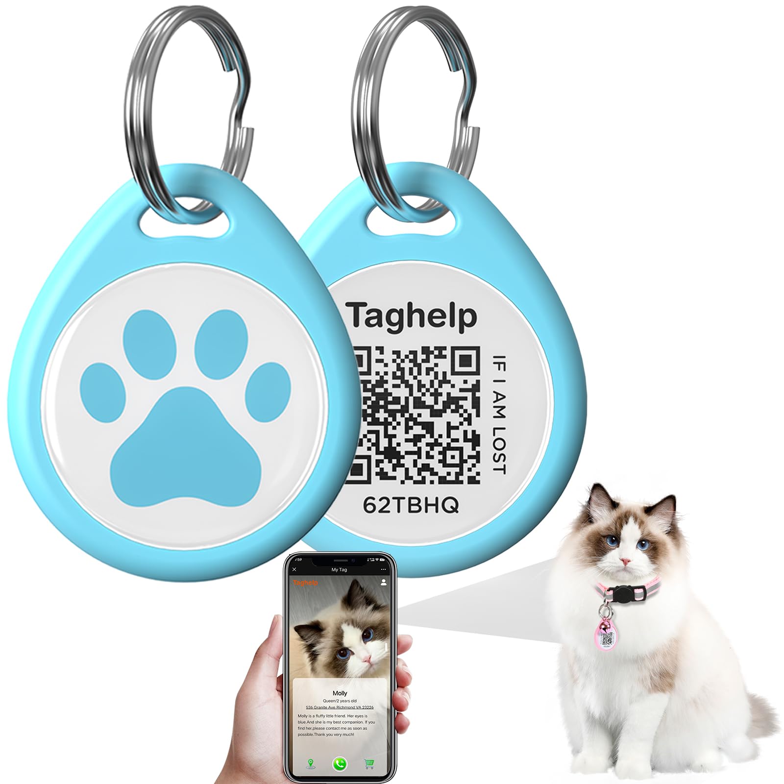 Qr Code Pet Id Dog Cat Tags For Collar Personalized For Pet Online Profile - Scan Qr Receive Instant Location Alert Email, Anti-