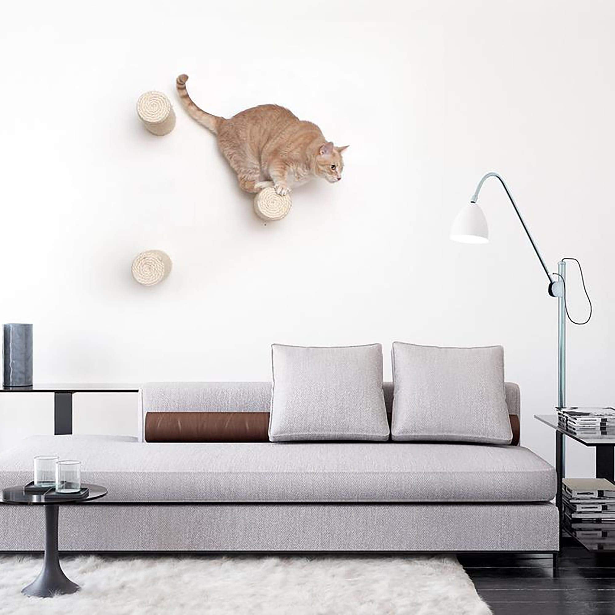 Catastrophic Creations Floating Cat Scratching Post, Hand-Crafted Sisal Cat Scratcher Post, Wall Cat Shelves & Scratching Posts For Indoor Cats, Durable & Modern Cat Furniture (1 Pc, 11” X 4”)