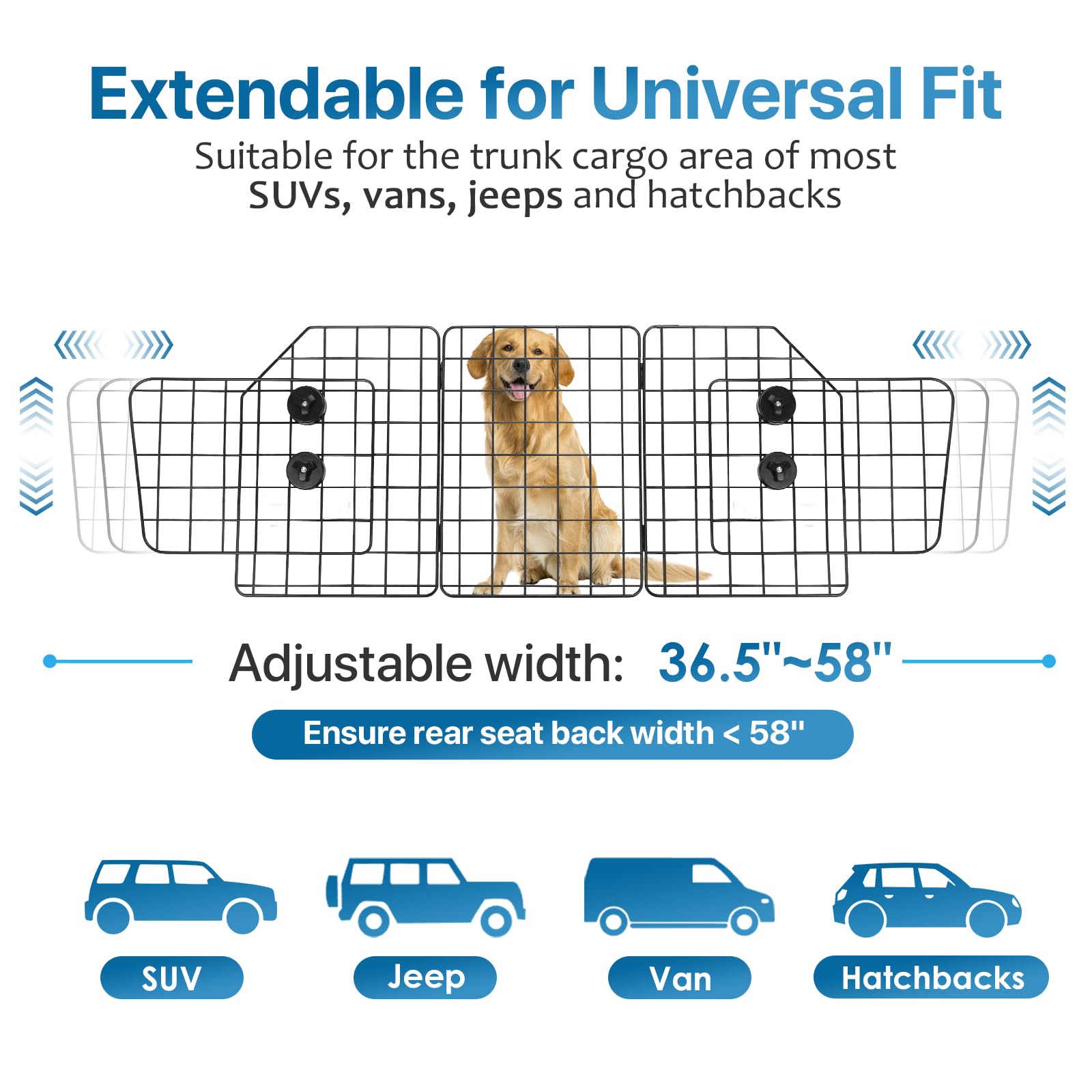 Petboda Dog Car Barrier For Suv Trunk Cargo Area, Foldable & Adjustable Car Divider And Dog Gate