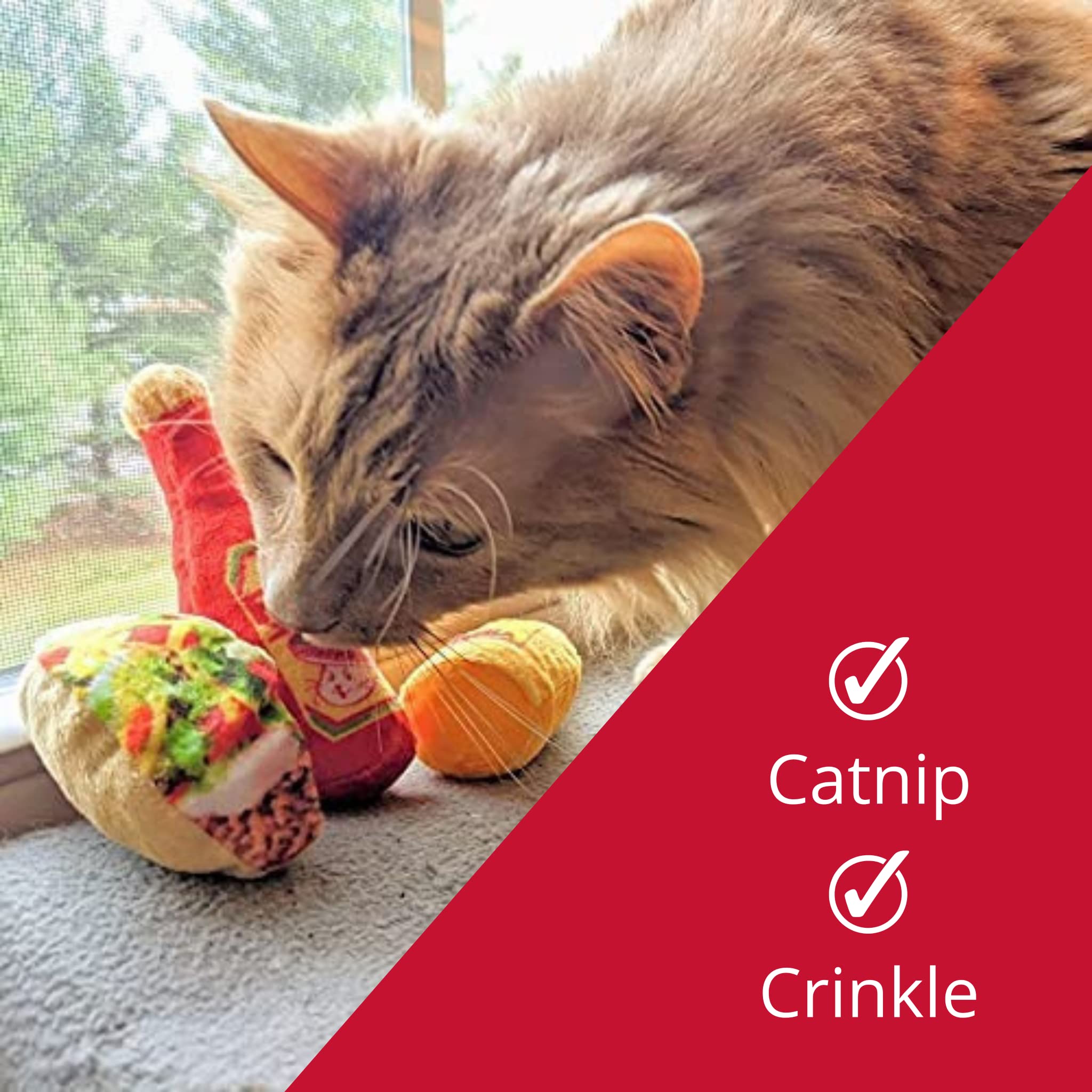 Huxley & Kent Plush Cat Toy - Taco - Snack Attack Strong Catnip Filled - Plush Interactive Kitten And Cat Toy With Catnip And Cr