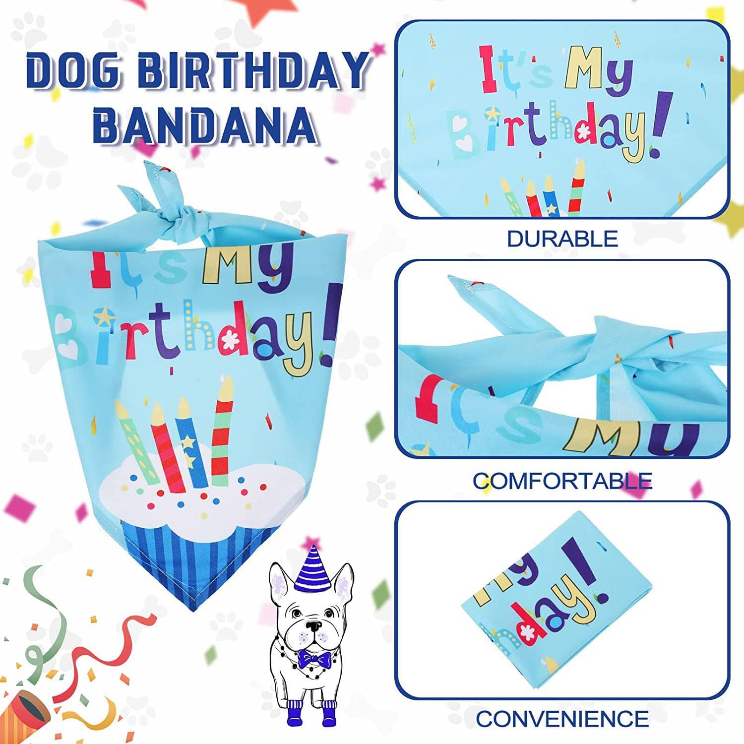 Agirlvct Dog Boy Birthday Party Supplies,Birthday Hat,Bow Tie, Bandana, Banner,Puppy Pet Theme Birthday Decorations Suit for Gol