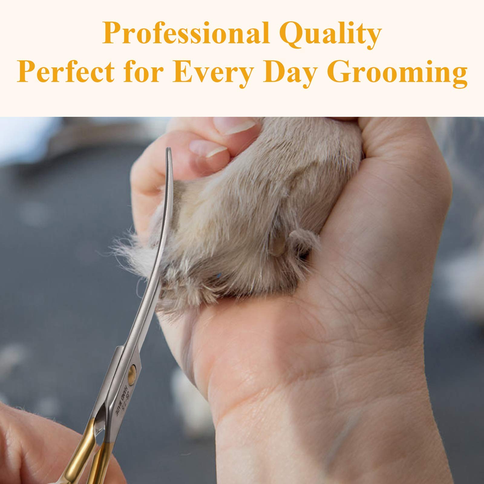 Jason 7.5' Curved Dog Grooming Scissors, Cats Grooming Shears Pets Trimming Kit For Right Handed Groomers, Sharp, Comfortable Shear