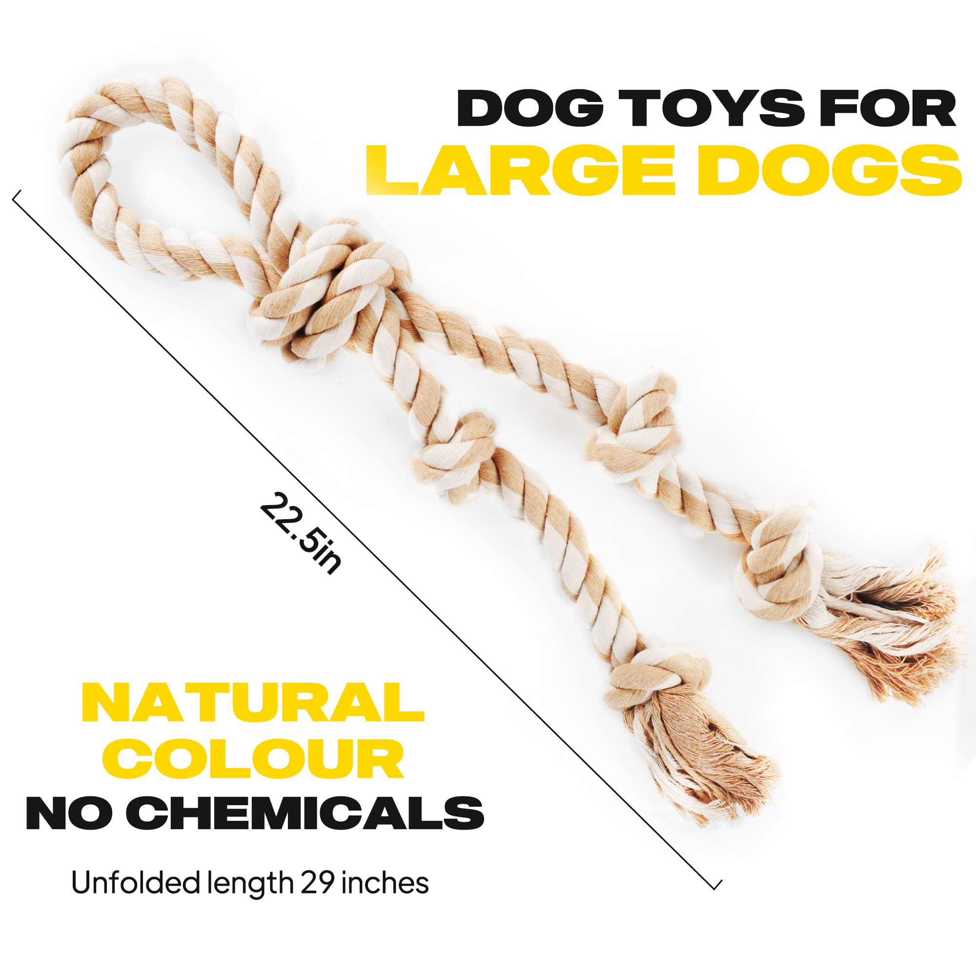Fida Dog Rope Toys For Aggressive Chewers,Large Dog Toy Designed For Tug Of War, Tough Dog Rope Toy Indestructible Made Of Undye