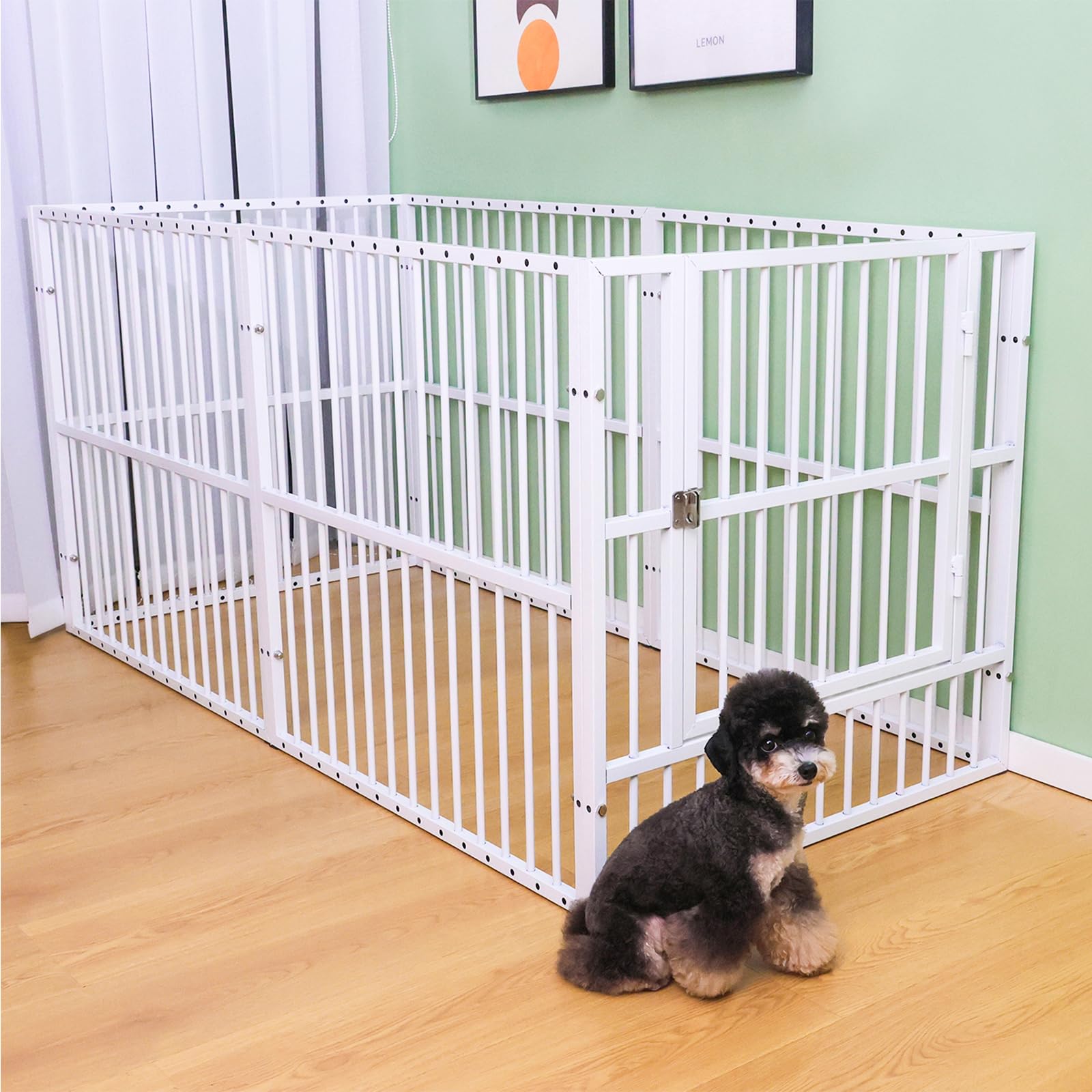 RYPetmia Dog Playpen - 32 Height Dog Pen, Heavy Duty Puppy Pen with Door, Safe & Sturdy, Easy Assemble for Indoor/Outdoor Pet Pl